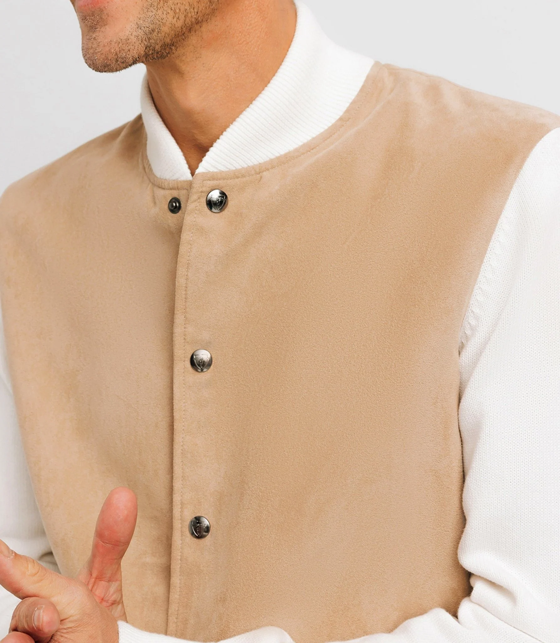Pull gilet col teddy avec poche écru - Image 5