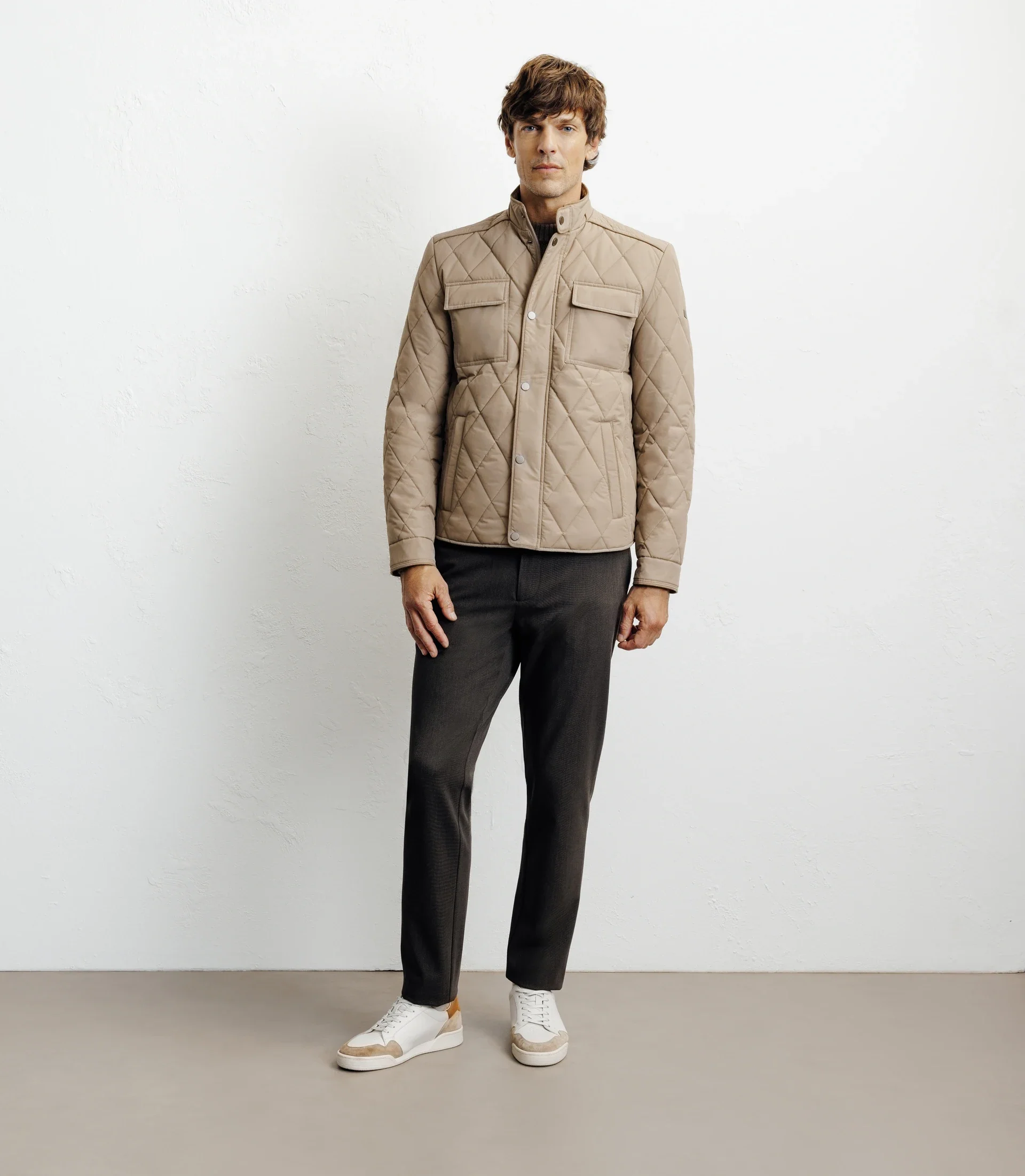 Blouson col chemise beige - Image 3