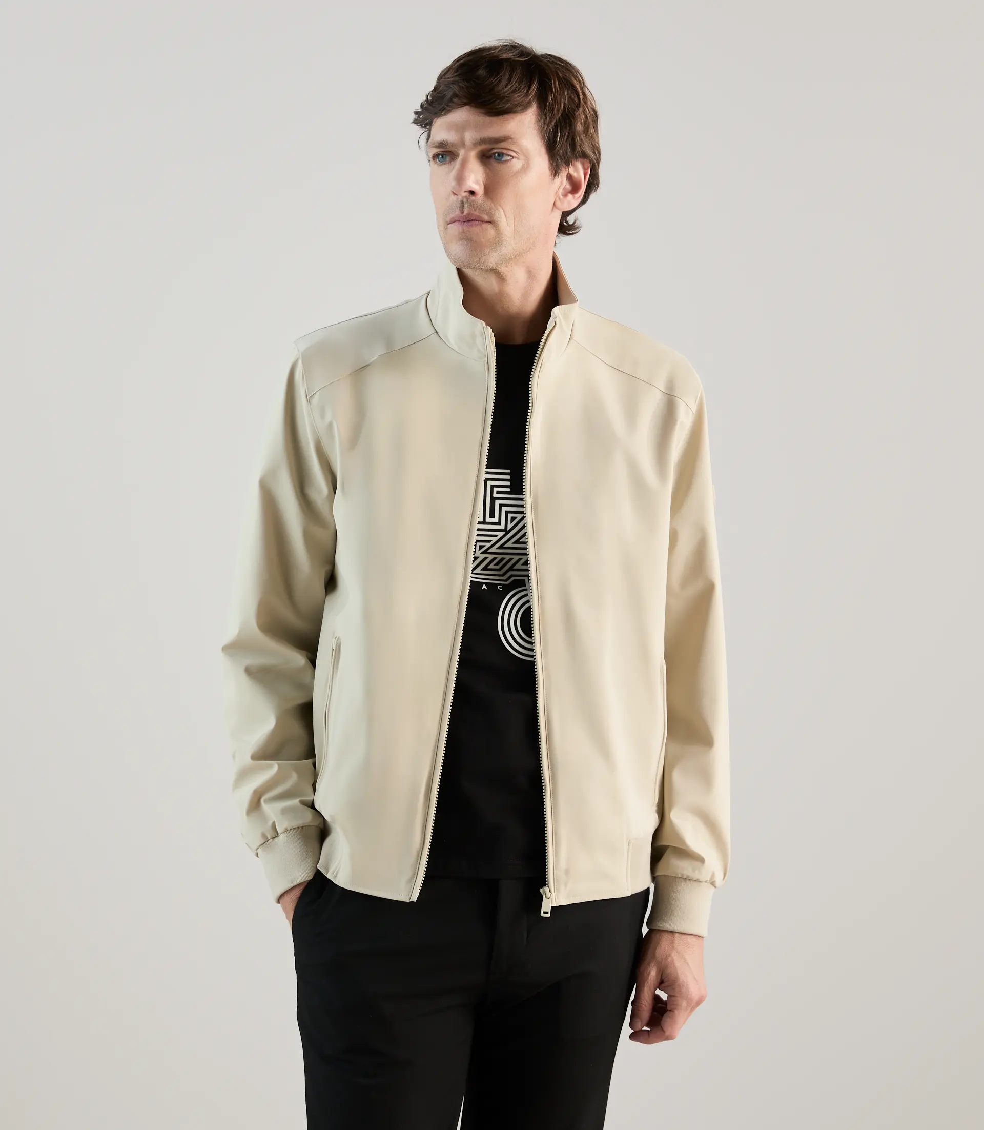 Blouson col montant beige