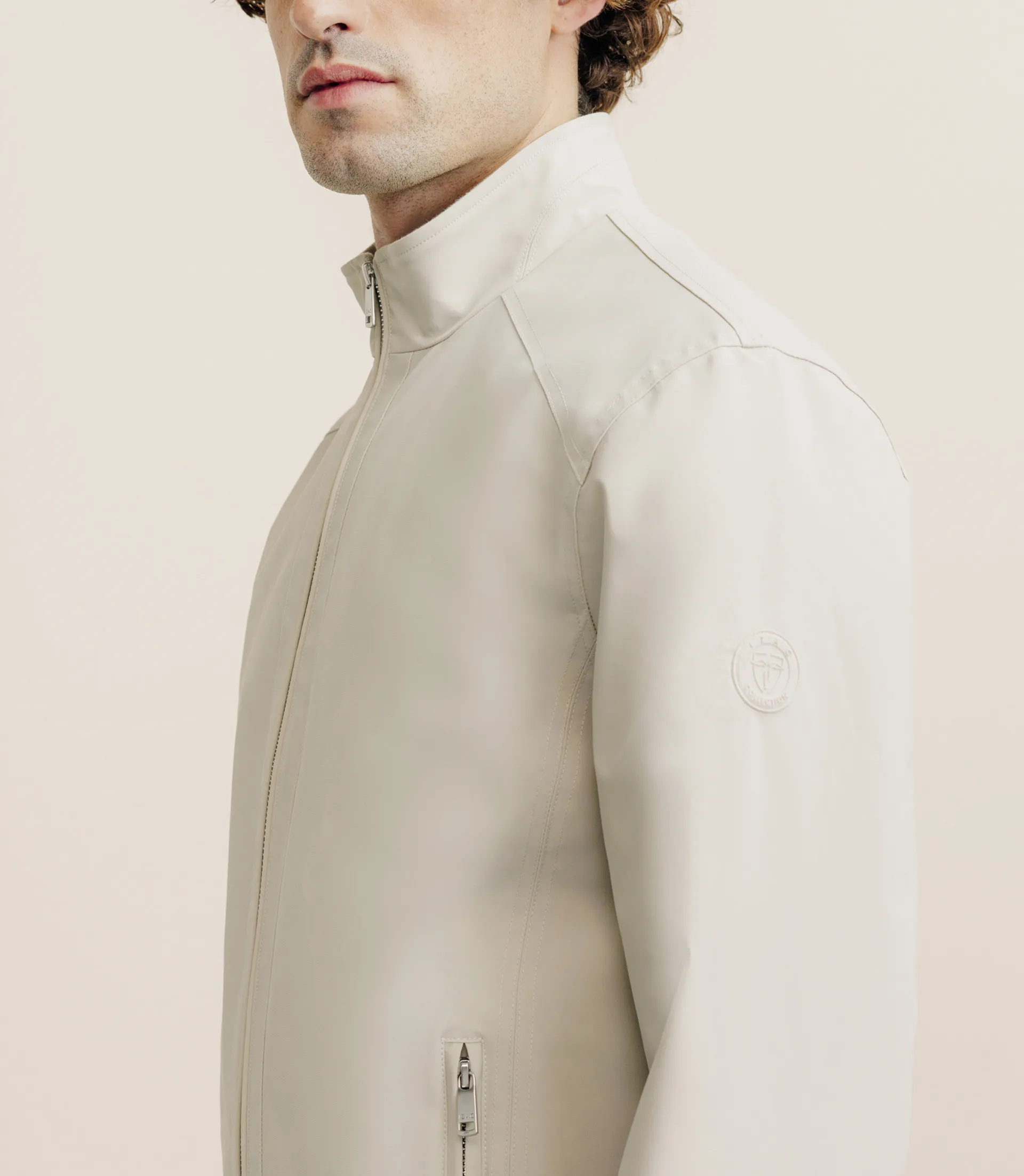 Blouson col montant beige - Image 3