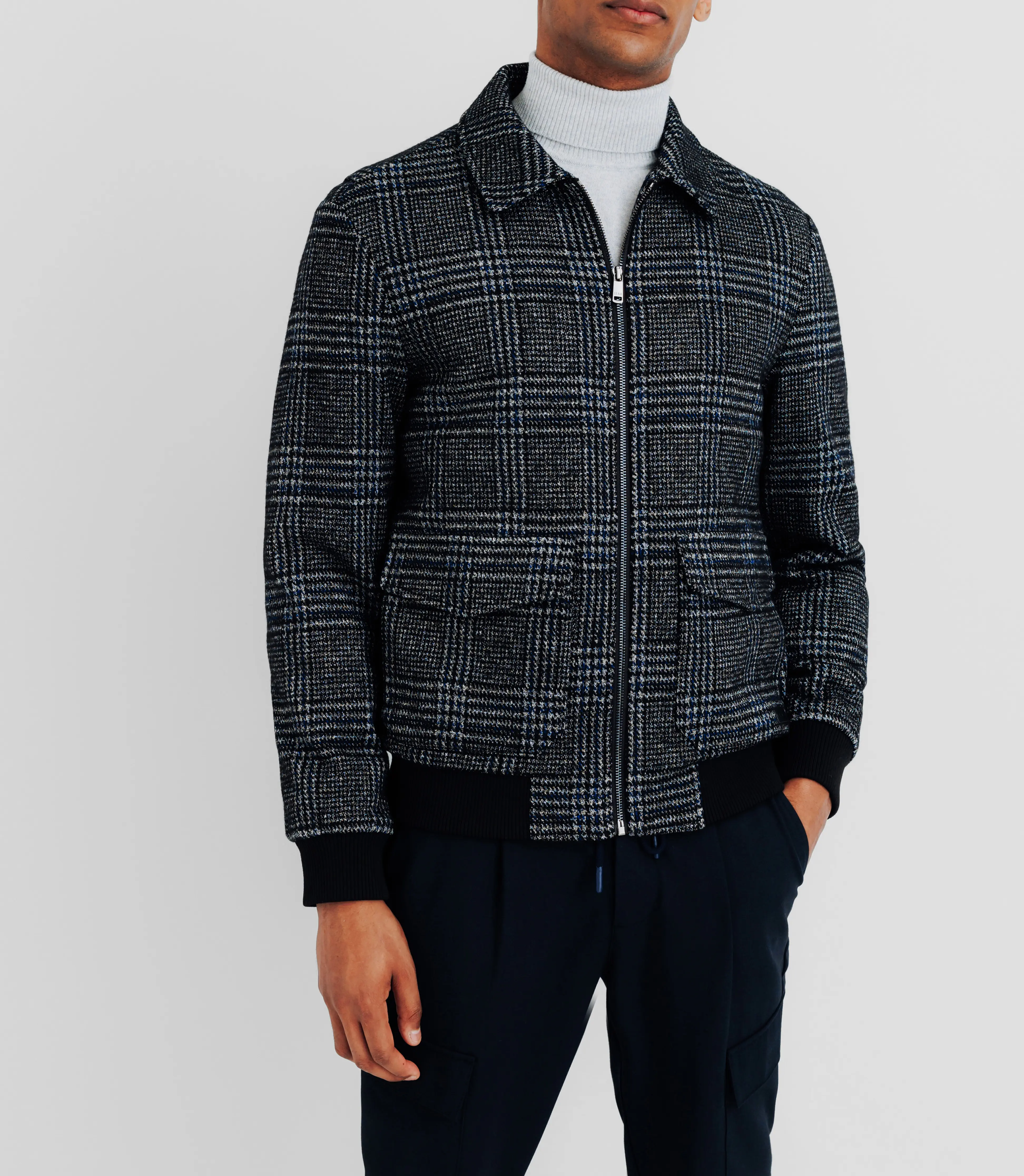 Blouson en laine col chemise marine - Image 2