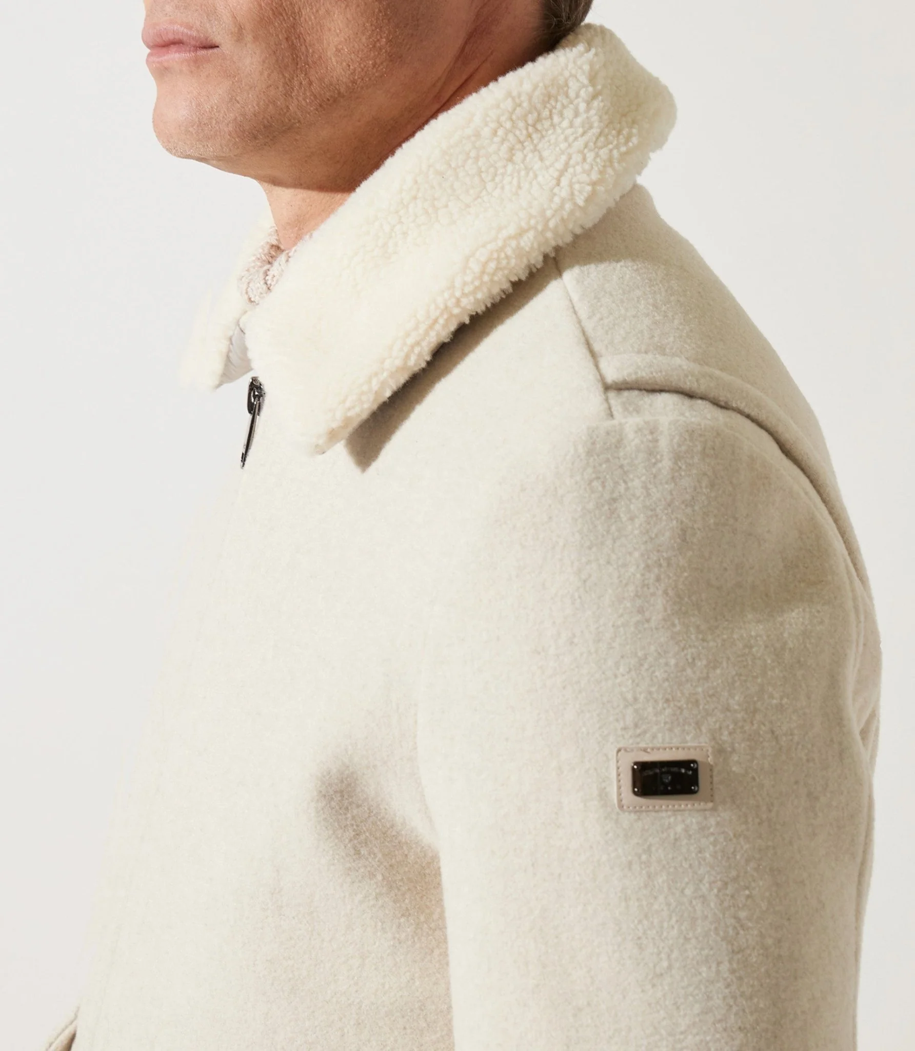 Blouson en laine col sherpa mastic MATHIAS - Image 4
