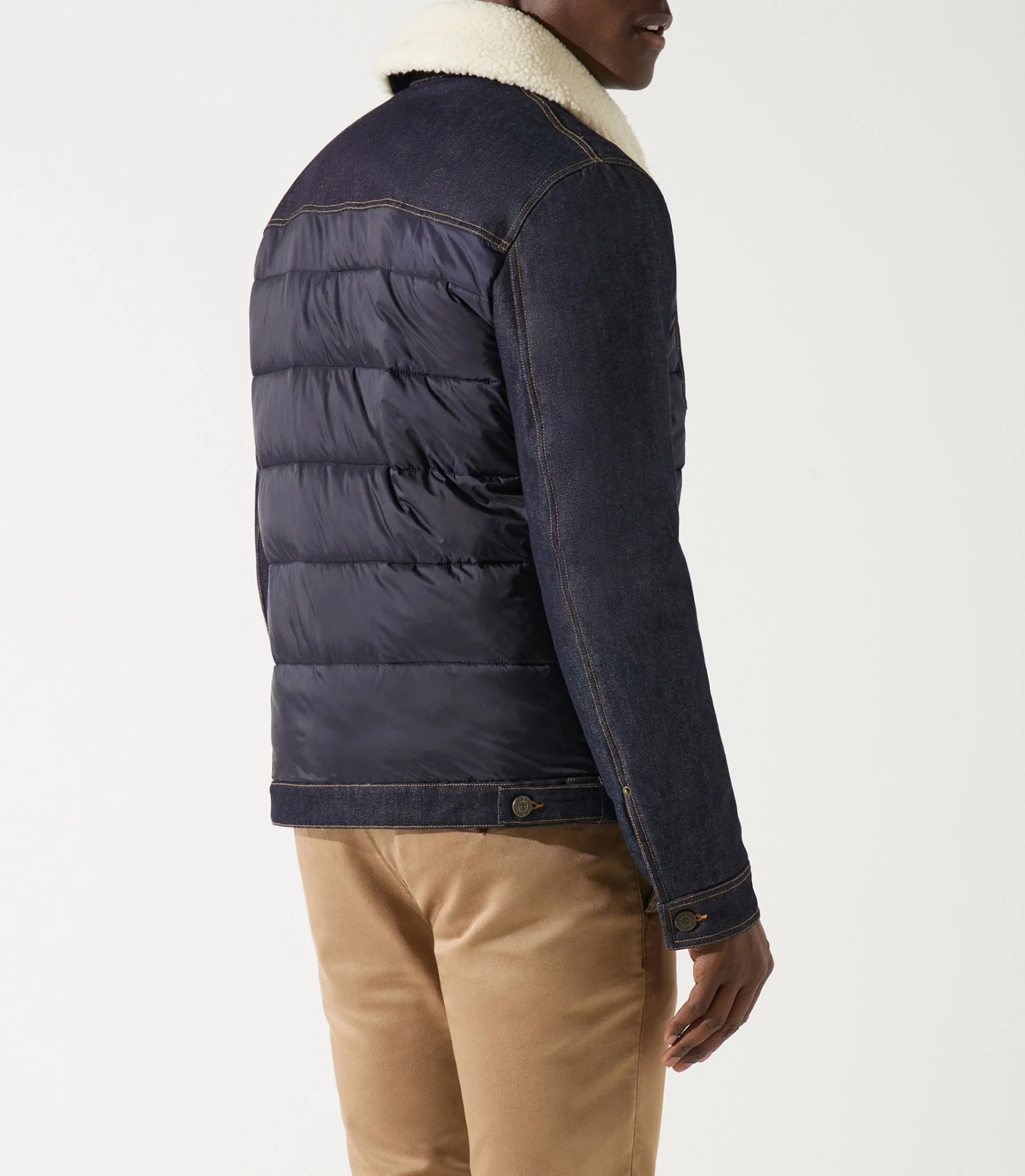 Blouson matelasse bi_matiere marine MONTREAL - Image 5