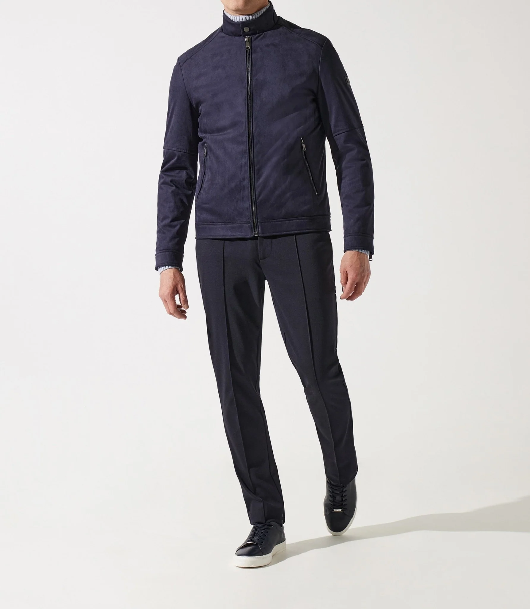 Blouson col officier en suède marine MALWEN - Image 3