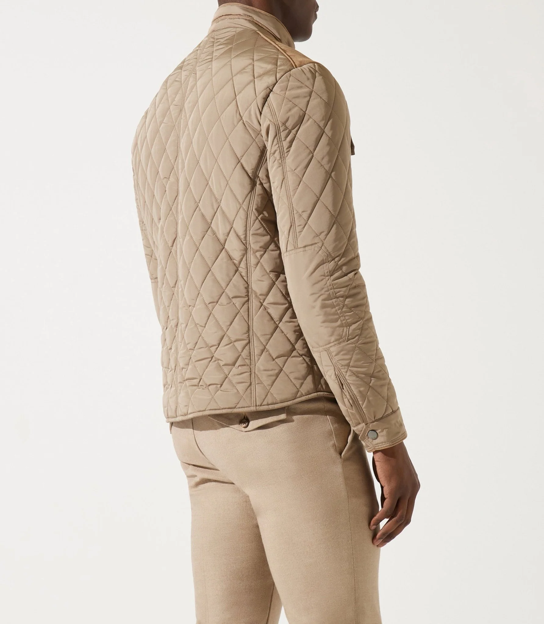 Blouson surchemise à col montant matelassé taupe MACEO - Image 3
