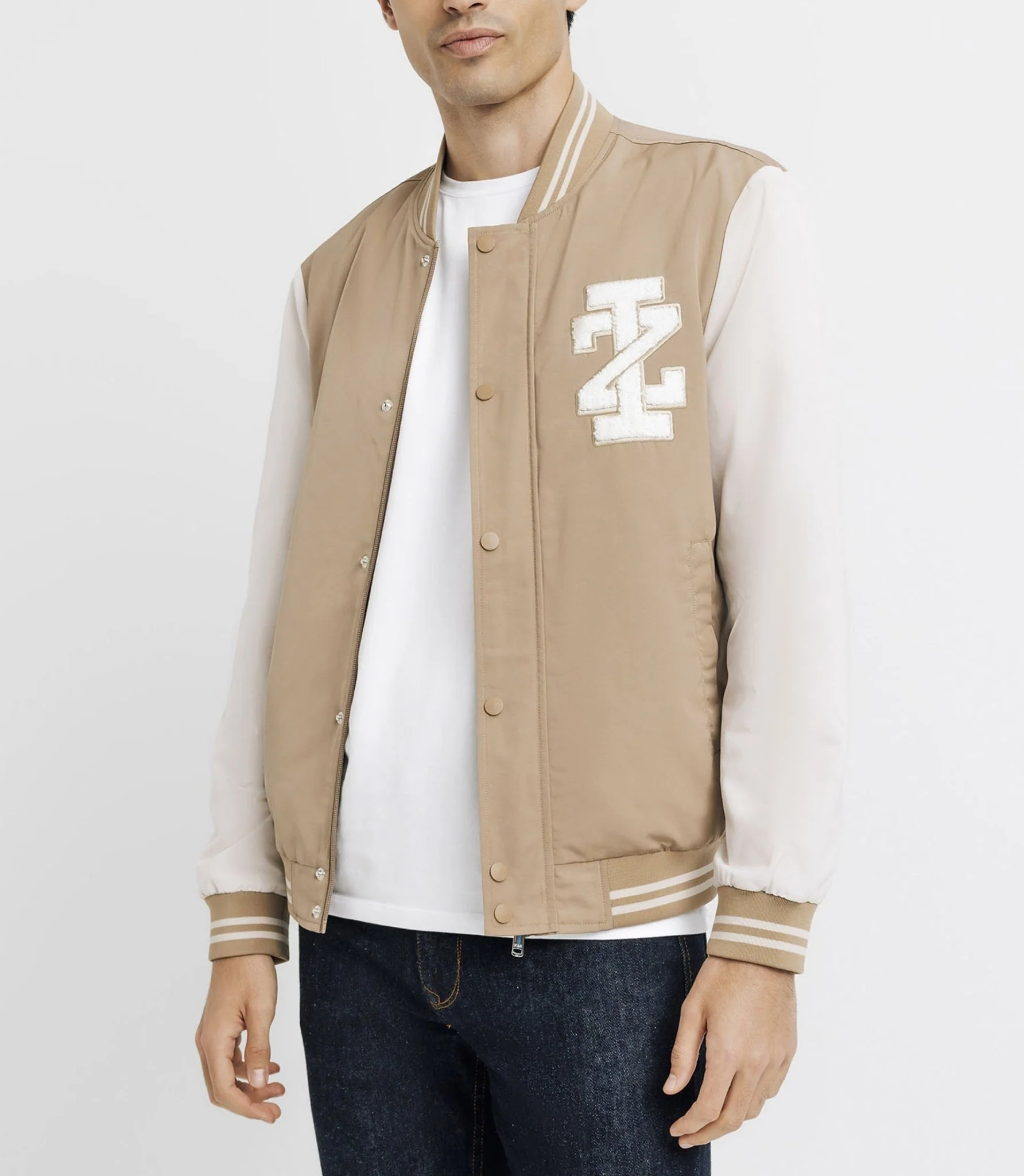 Blouson teddy bicolore beige et blanc - Image 2