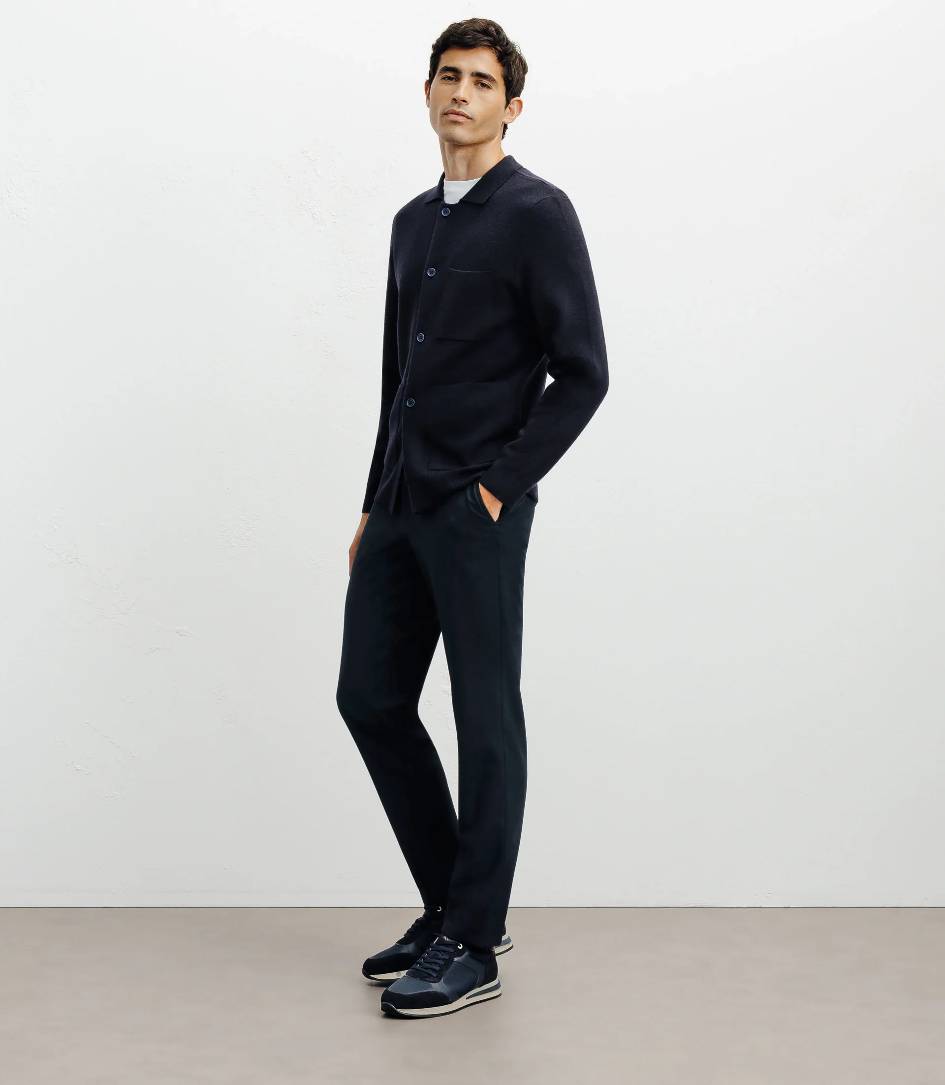 Cardigan surchemise en maille marine - Image 3