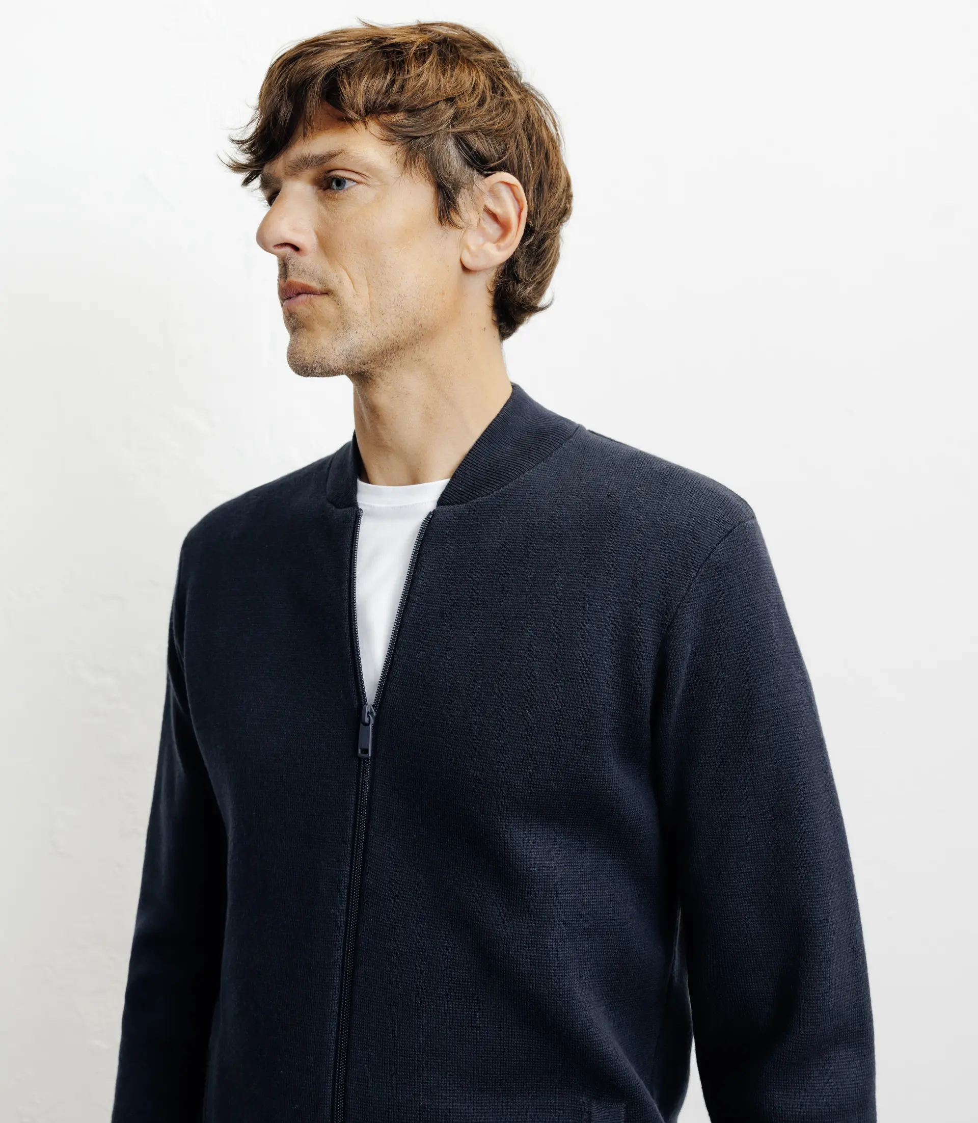 Cardigan zippé col teddy marine - Image 2