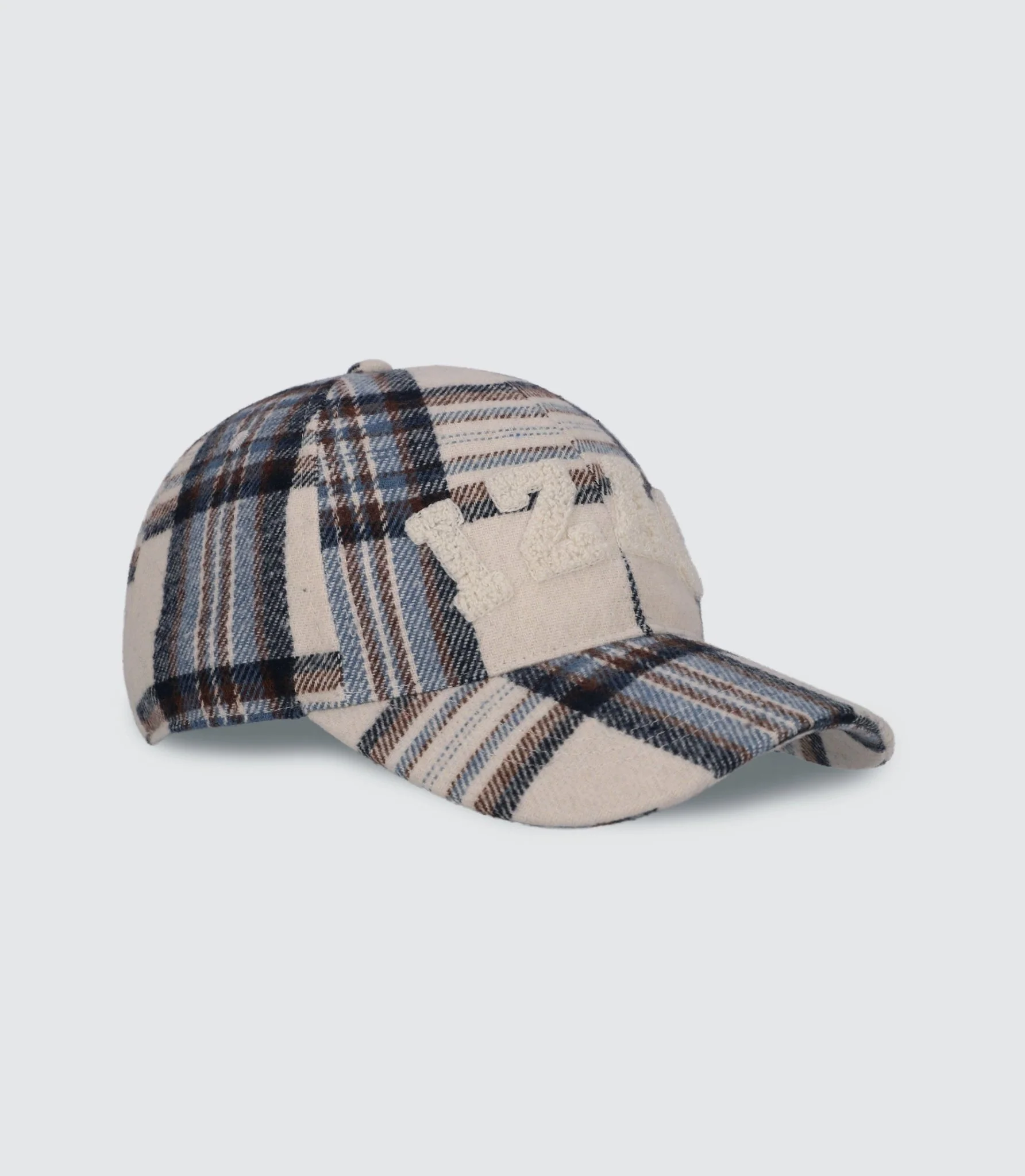 Casquette en tissu à carreaux écrue - Image 3