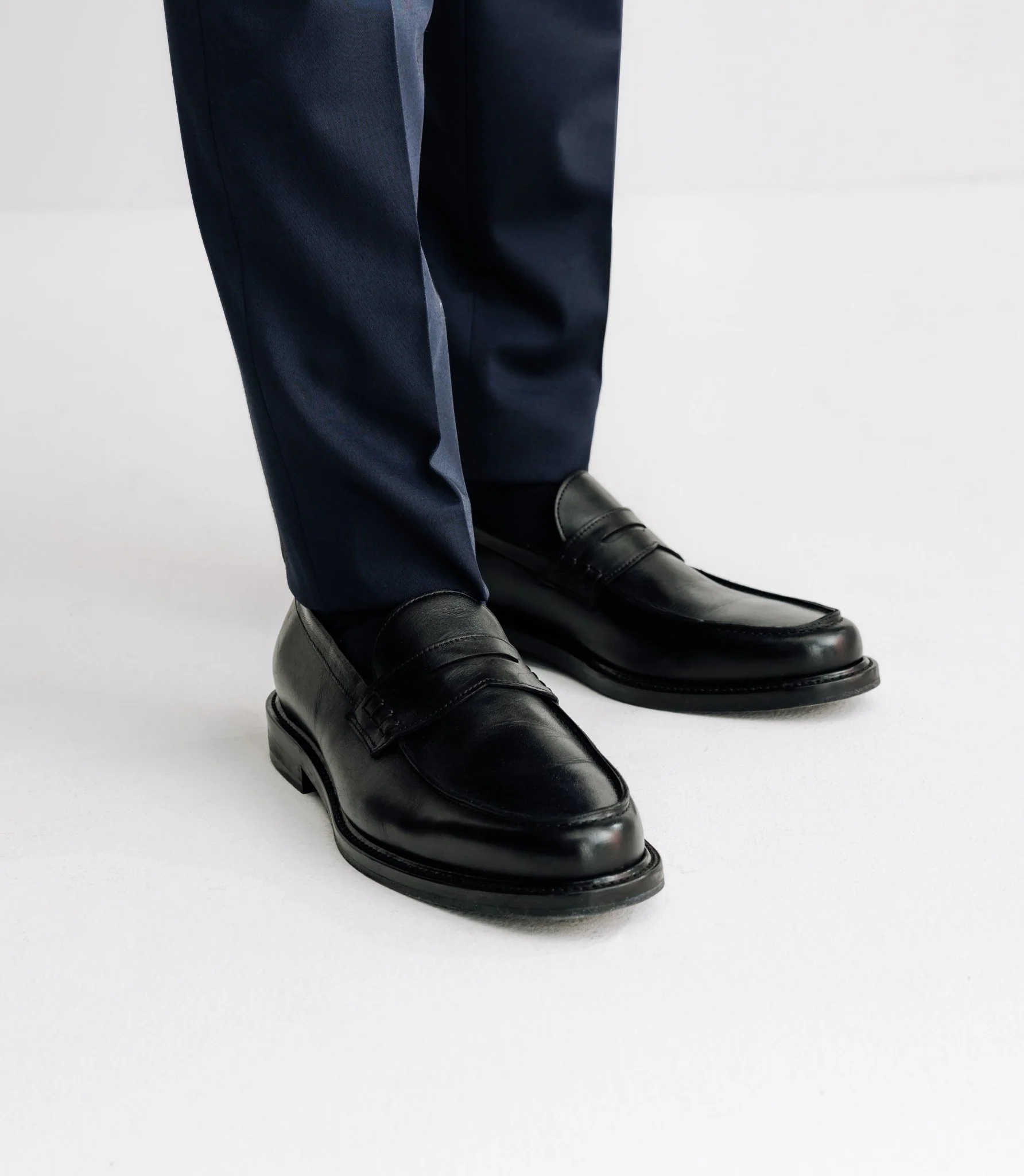 Chaussures mocassins en cuir lisse noires
