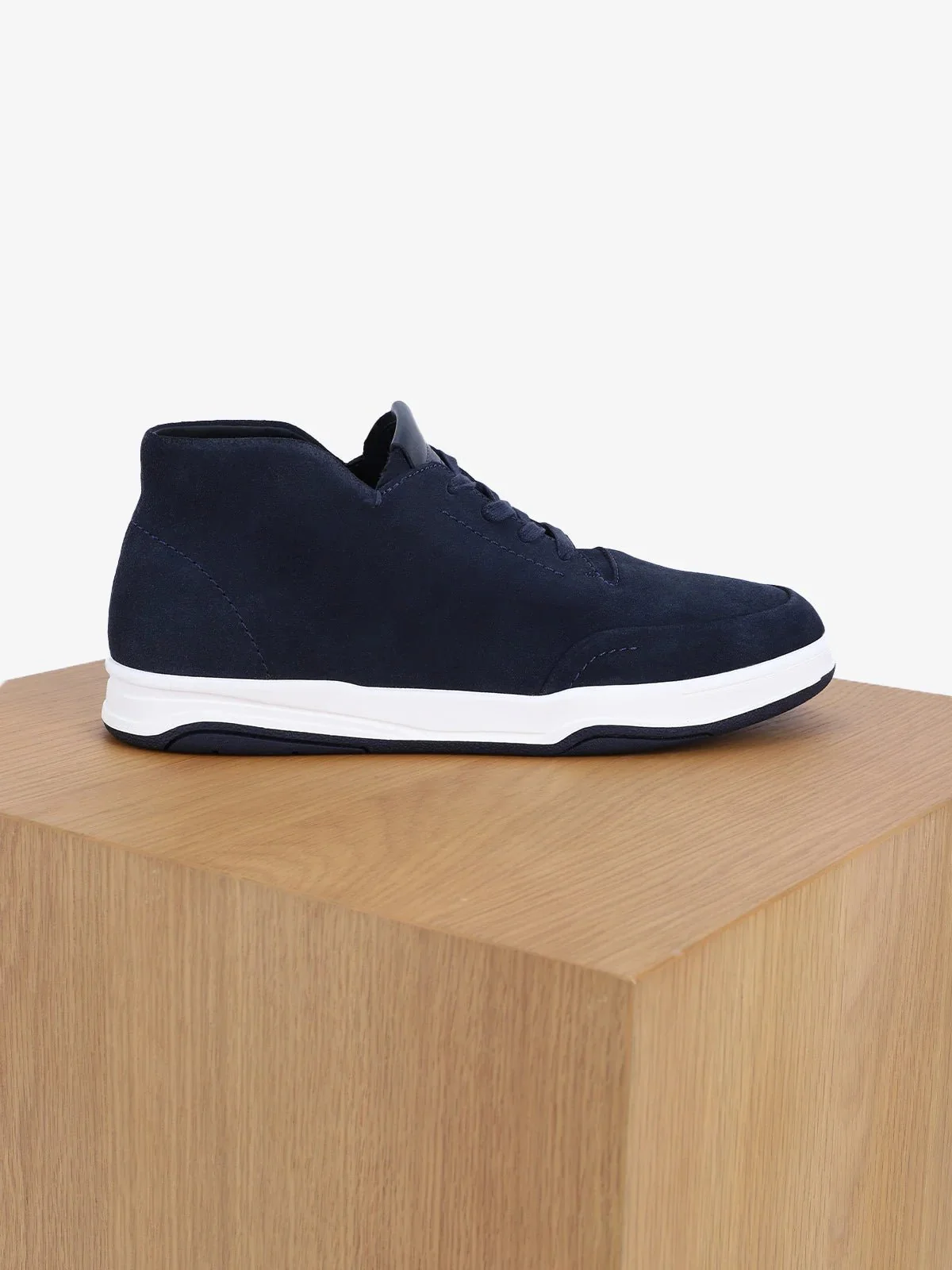 Chaussures baskets montantes en cuir marine - Image 3