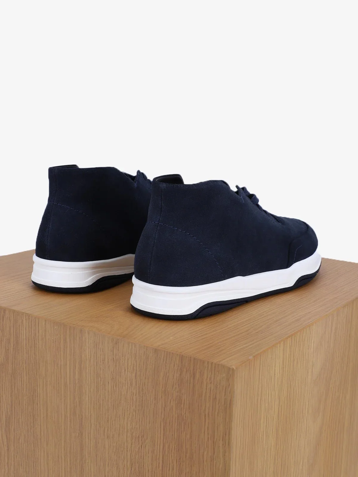 Chaussures baskets montantes en cuir marine - Image 4