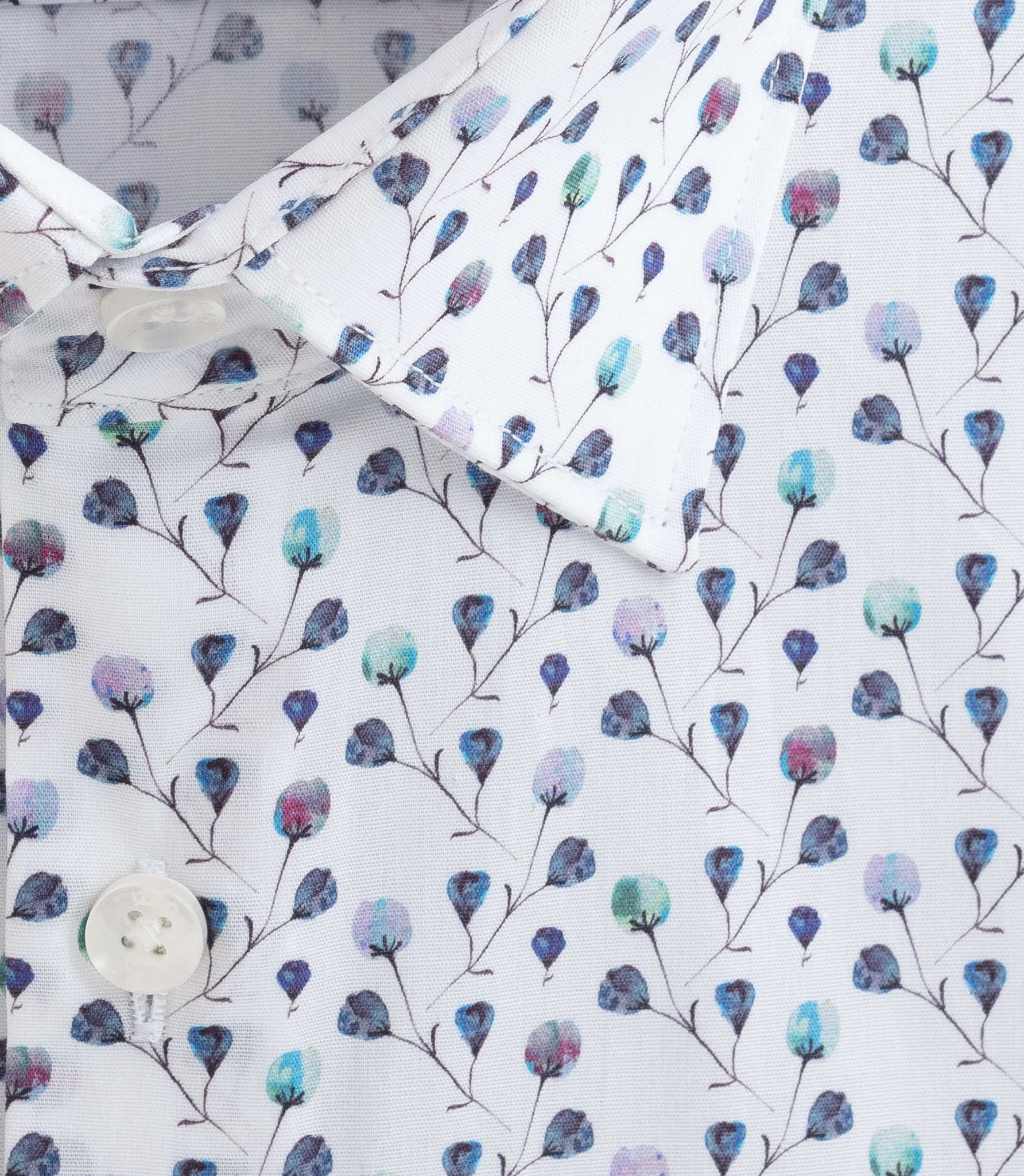 Chemise à imprimé floral blanc-marine "Demis" - Image 2
