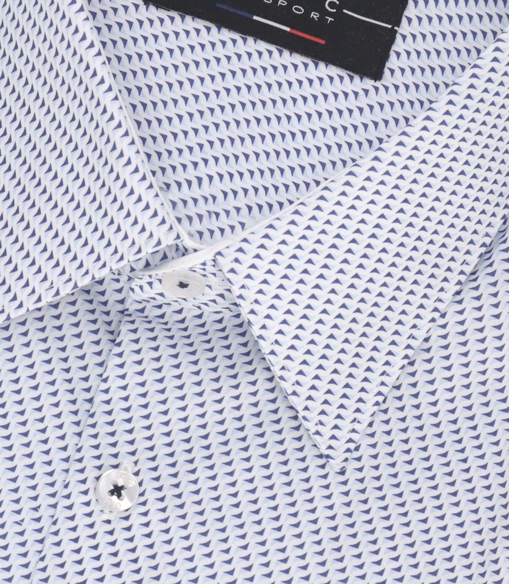 Chemise slim à imprimé micro motifs bleu MATHIS - Image 2