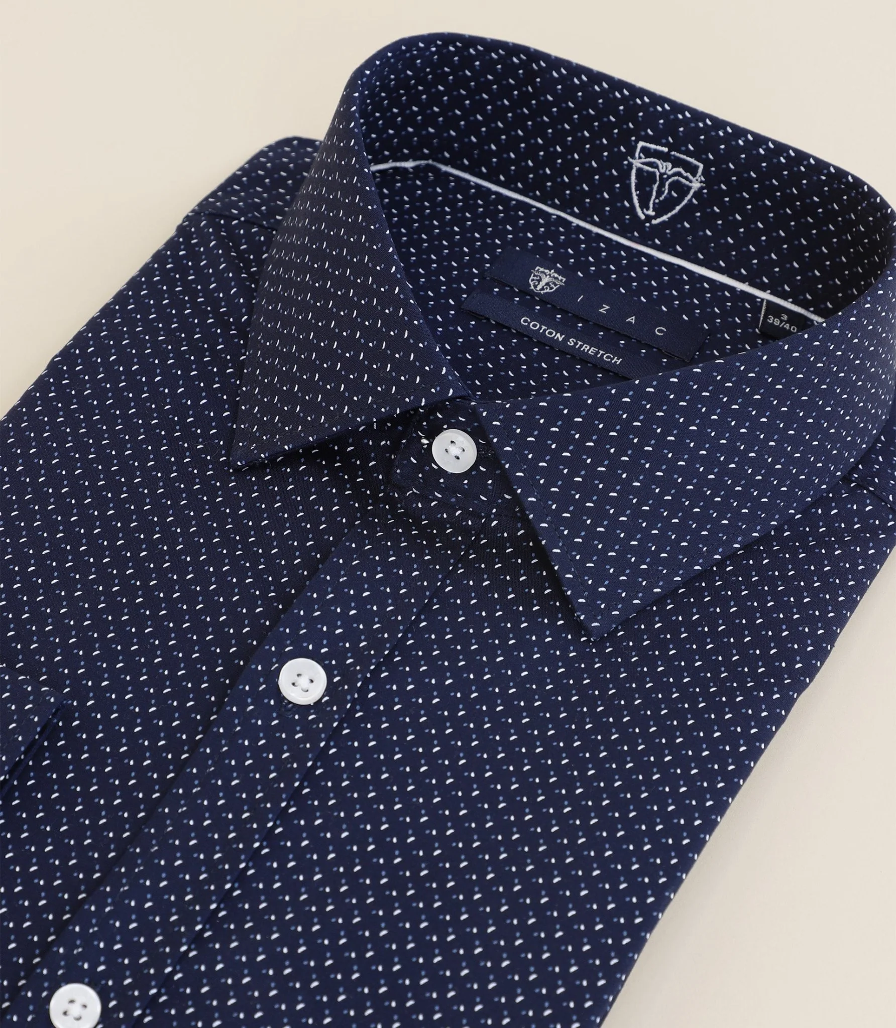 Chemise à micro motifs marine - Image 2