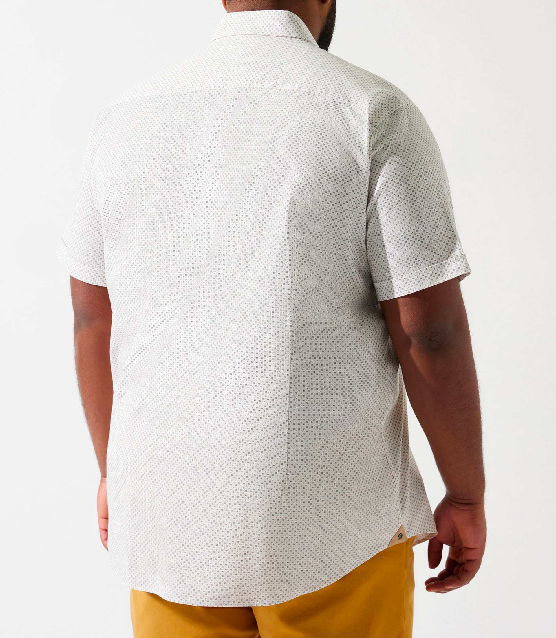 Chemise manches courtes à imprimé blanche et camel KAMELBT - Image 3