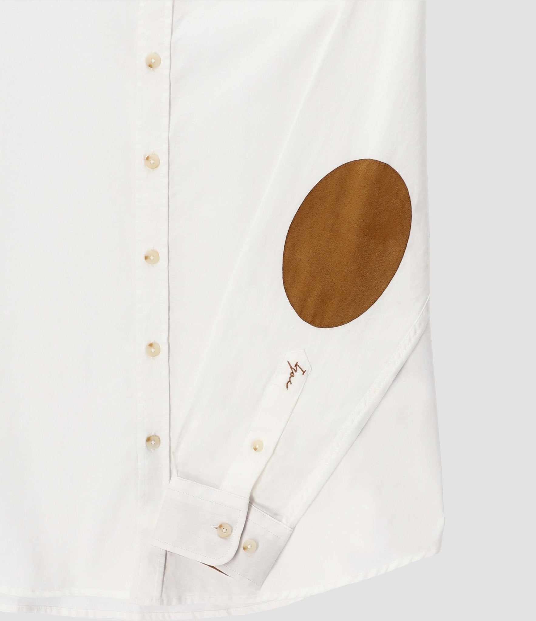 Chemise à coudières blanc et camel JASON - Image 2