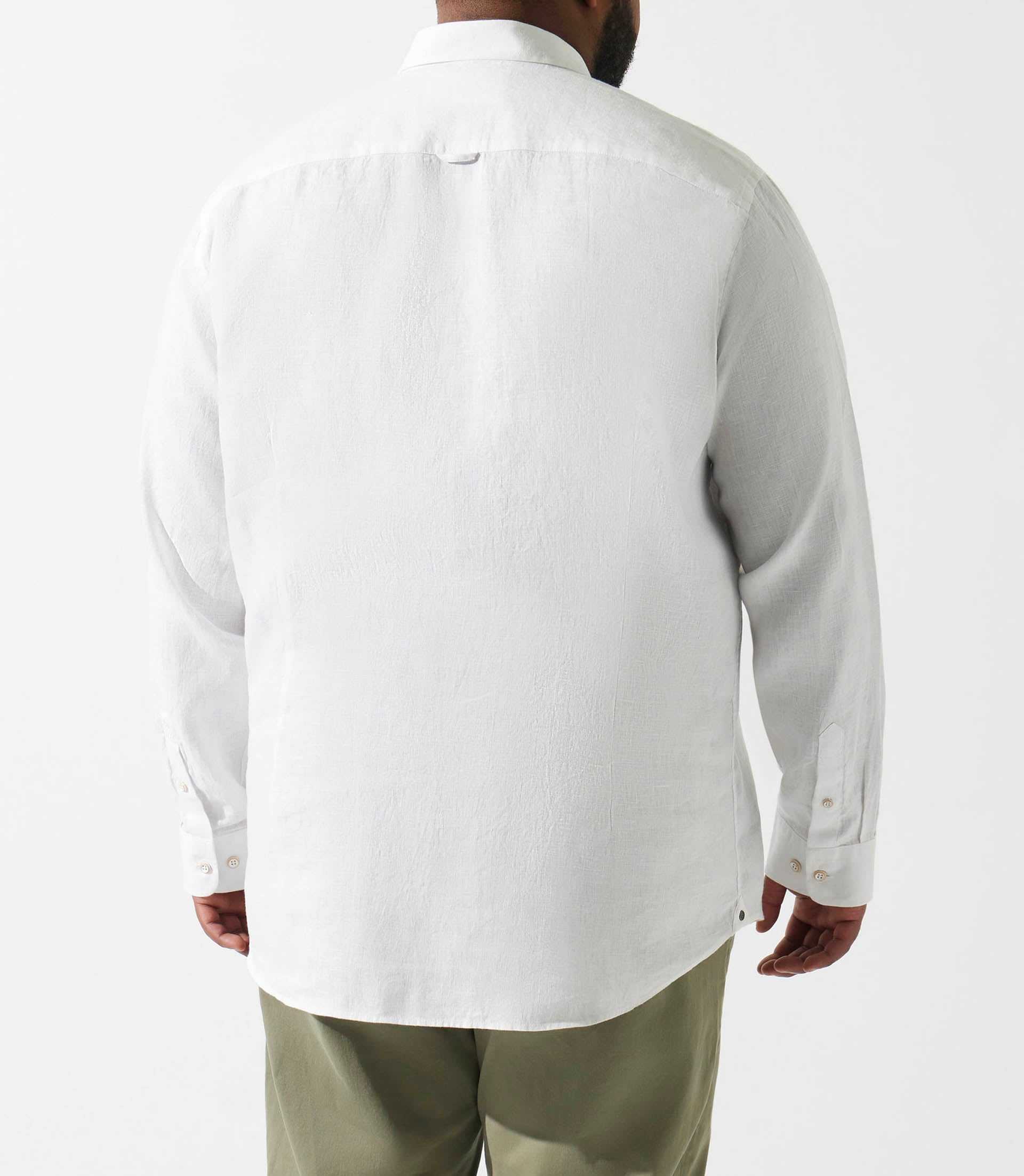 Chemise unie blanche en lin KISSBT - Image 3