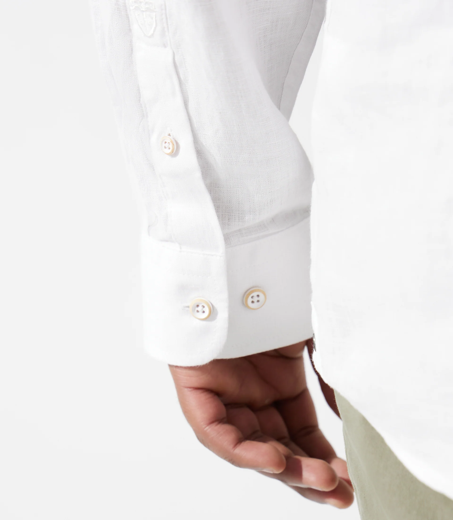 Chemise unie blanche en lin KISSBT - Image 4