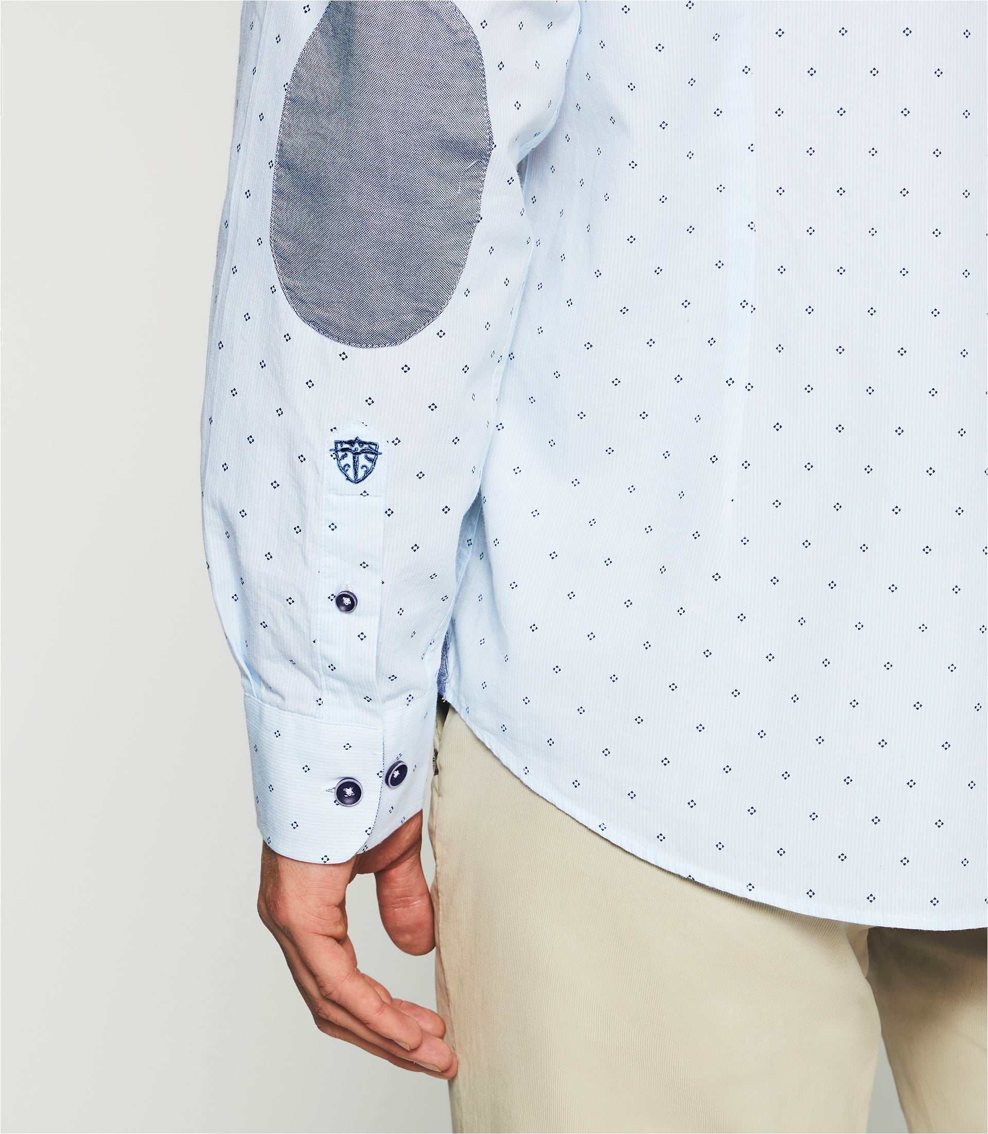 Chemise à imprimé blanche et marine KELLY - Image 4