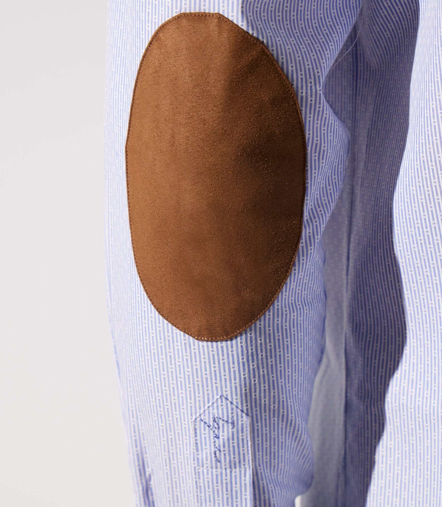Chemise col mao à coudière bleu et blanc JOHAN - Image 3