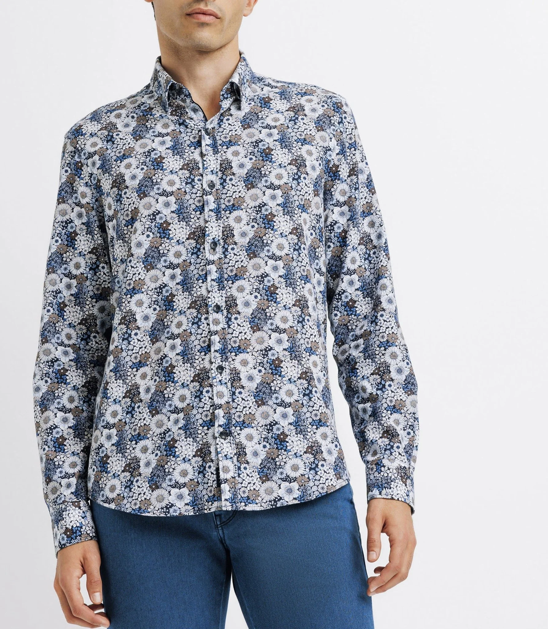Chemise casual fleurie bleue - Image 2