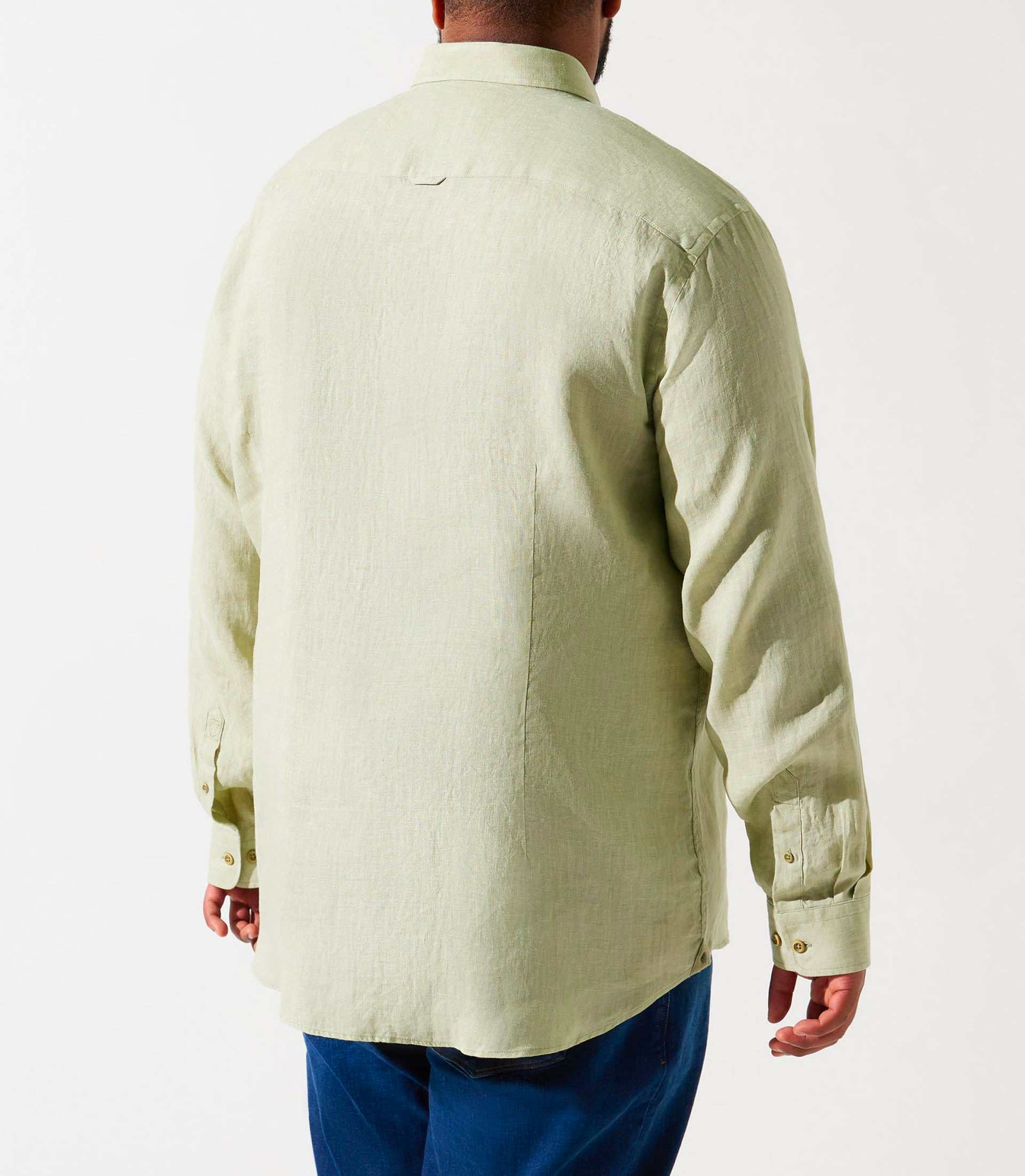 Chemise unie kaki en lin KISSBT - Image 3
