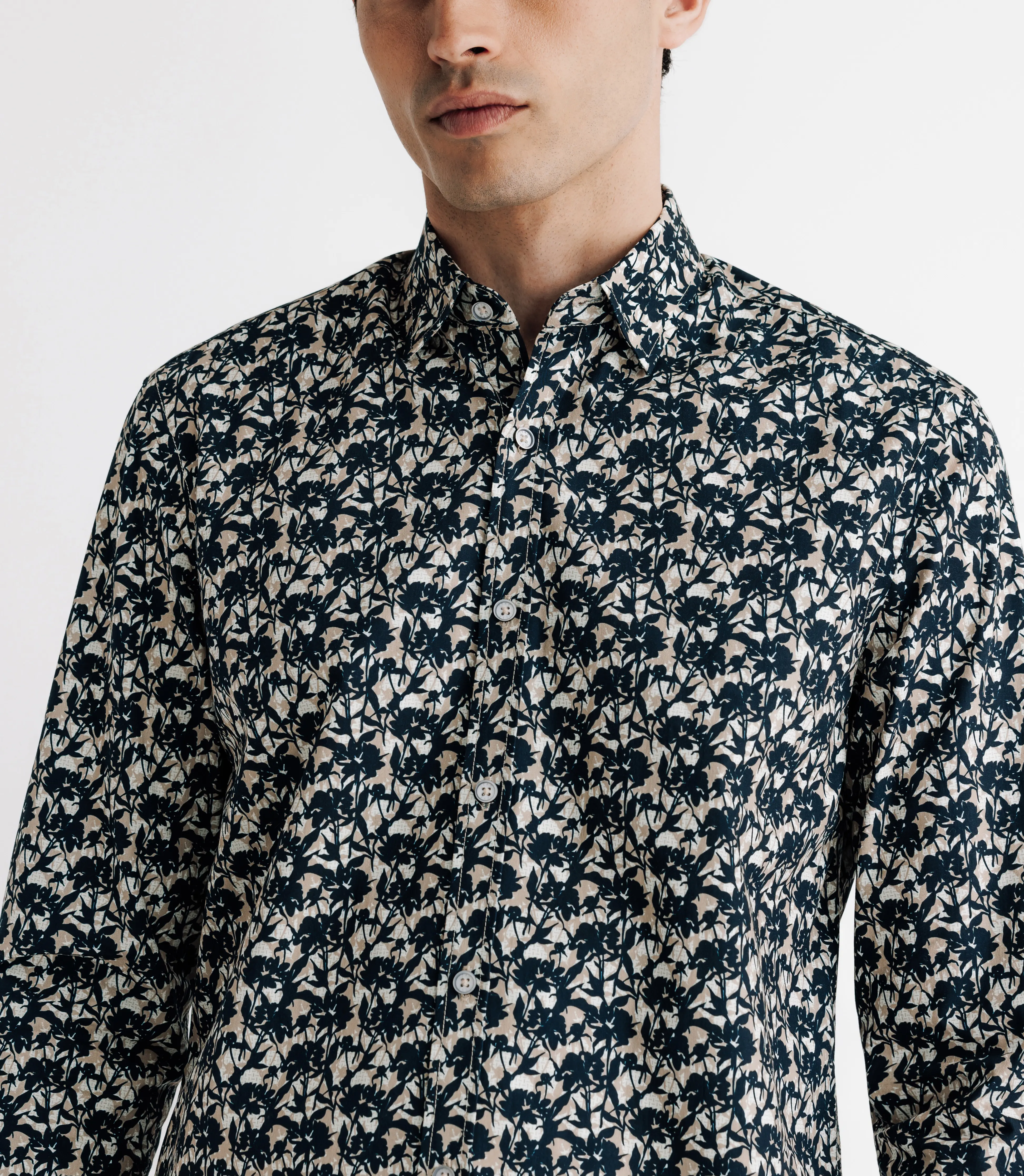 Chemise à fleurs marine - Image 3