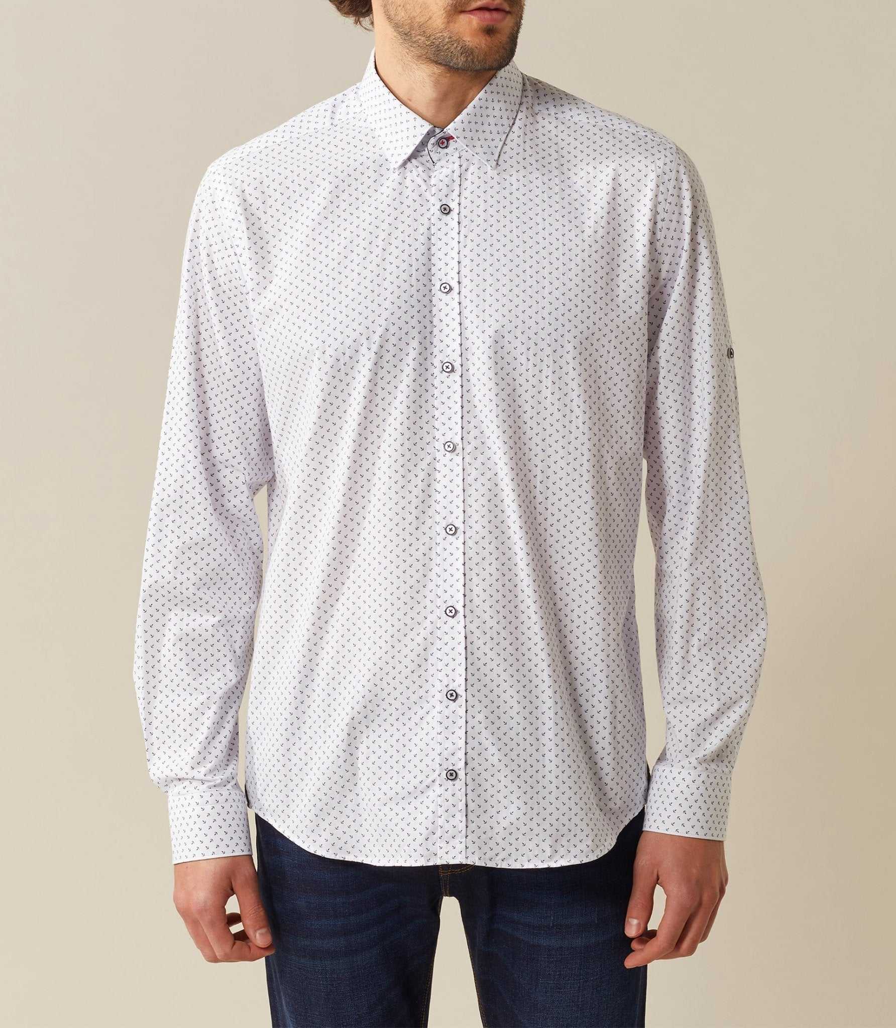 Chemise casual blanc motif ancres "Saphira"