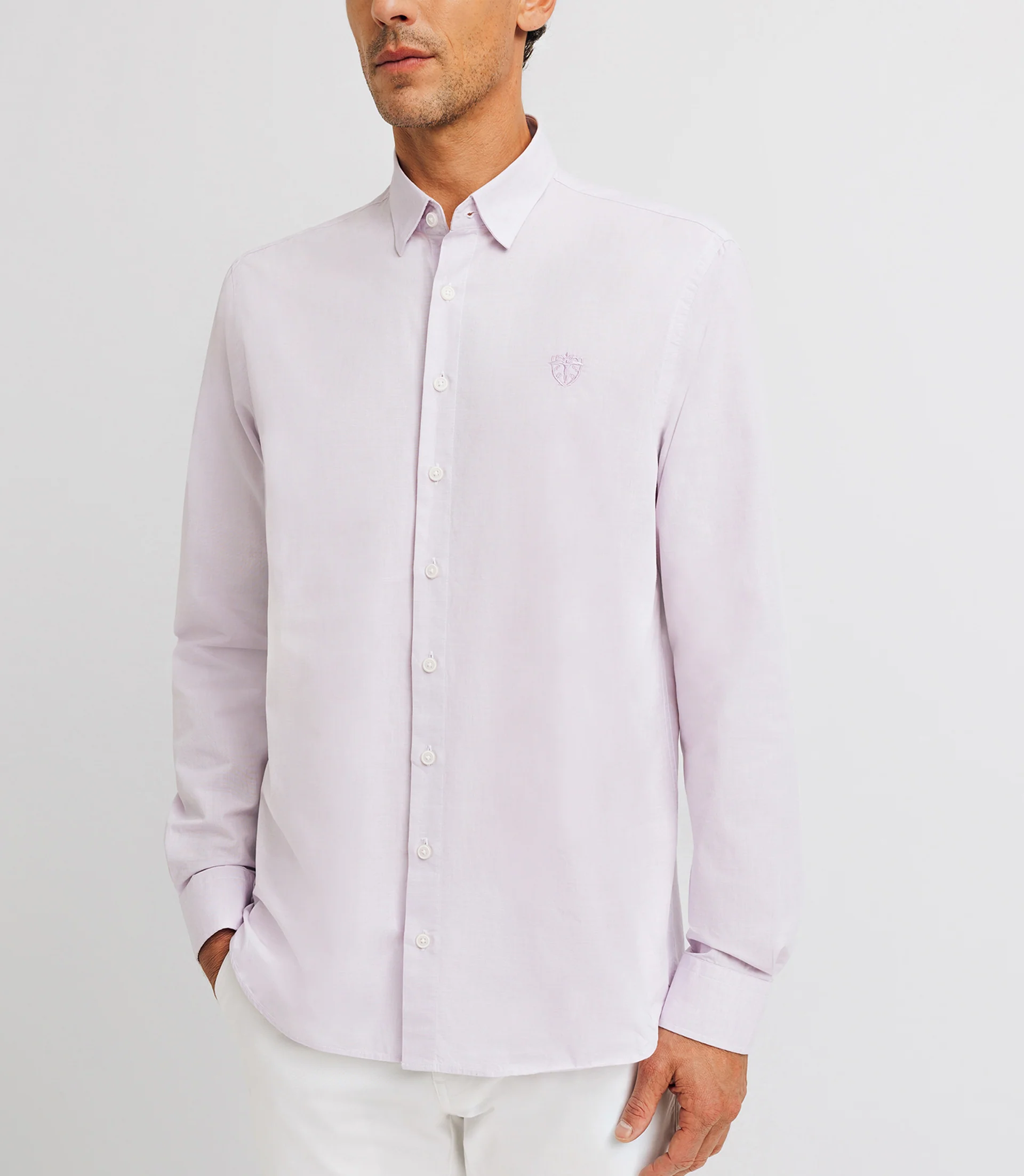 Chemise unie violet parme - Image 2