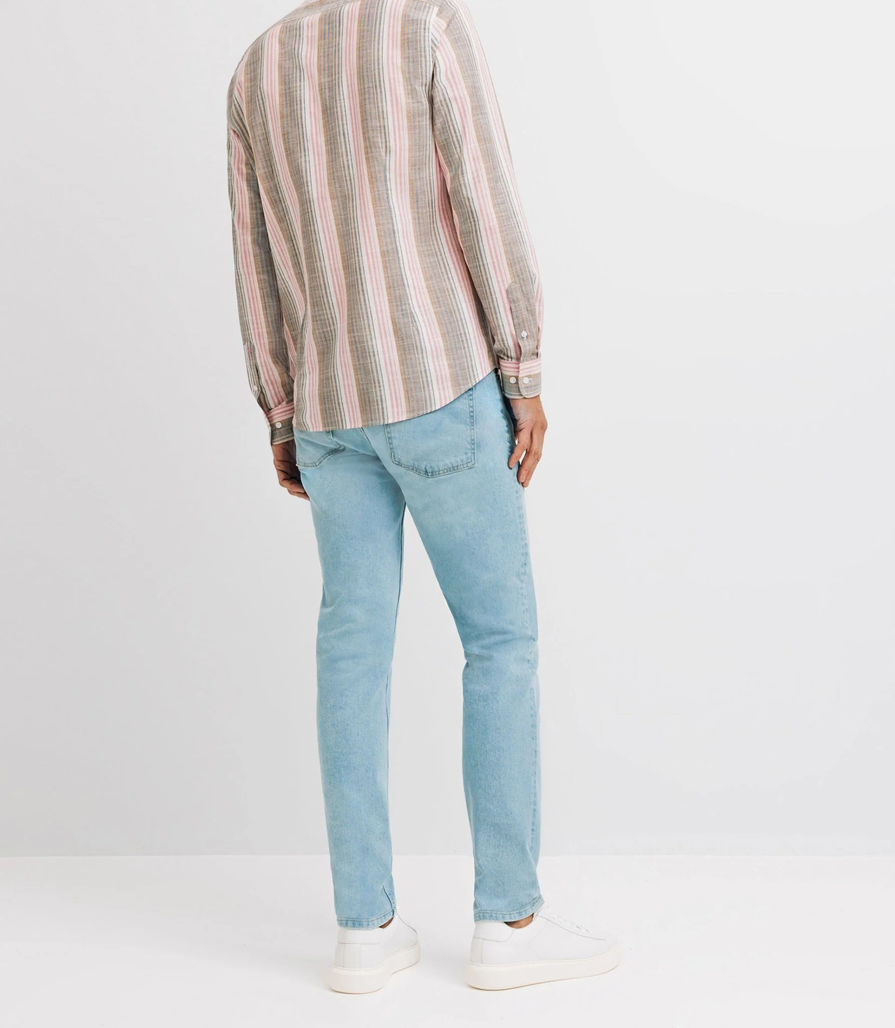 Chemise casual en coton rayée rose - Image 3