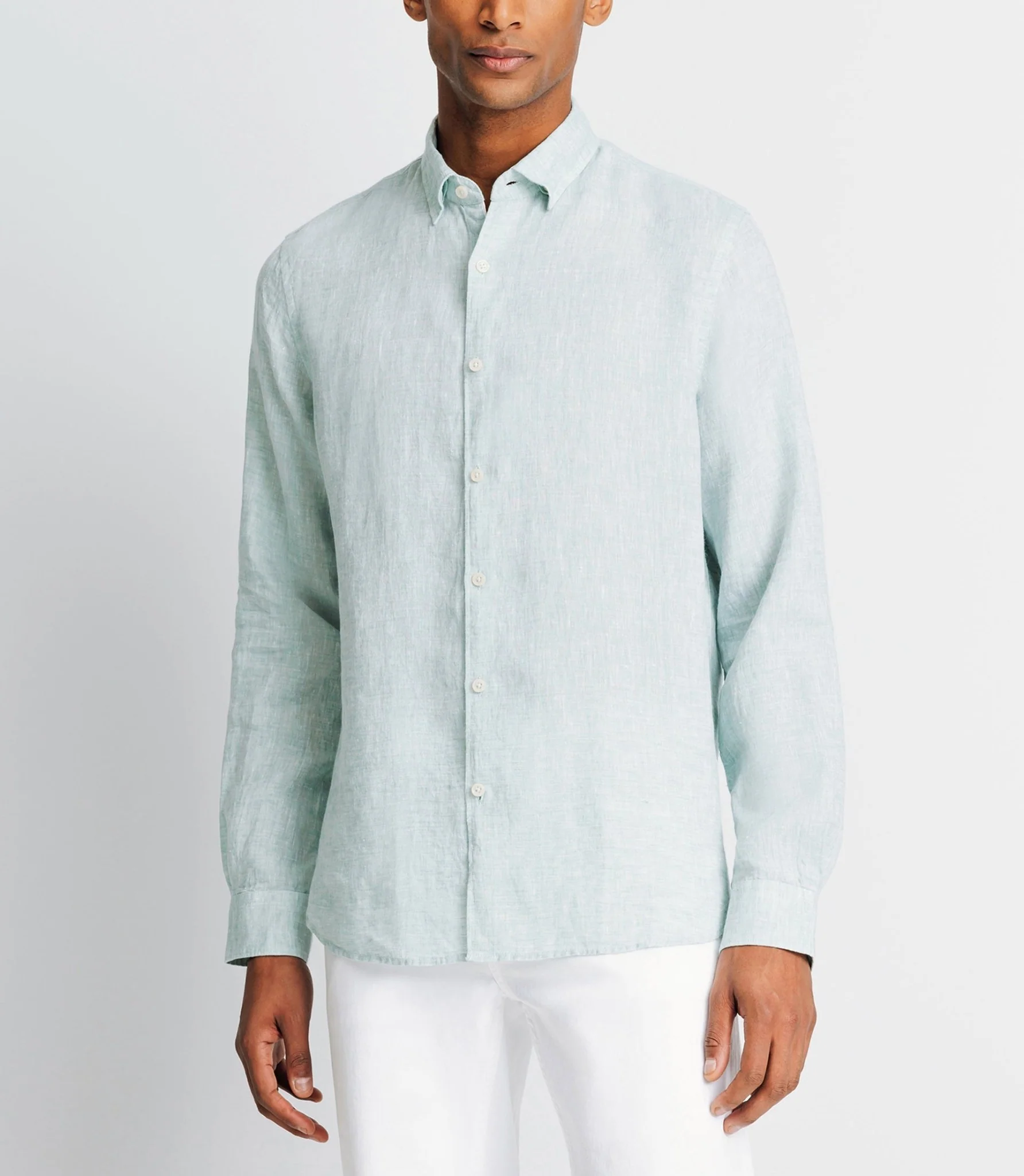 Chemise casual en lin vert clair - Image 2