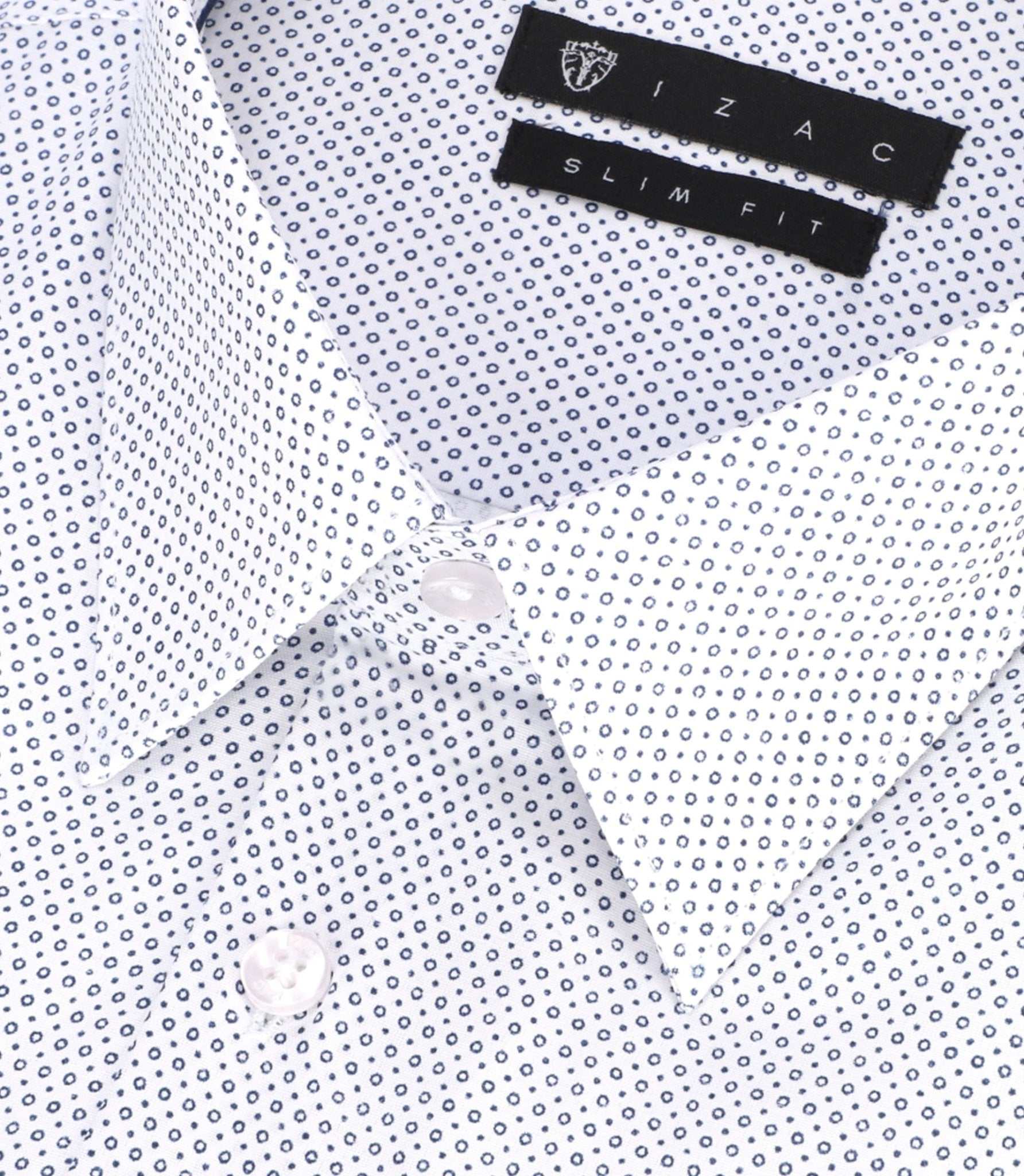 Chemise slim imprimée micro motifs blanche et bleu PERLE - Image 2