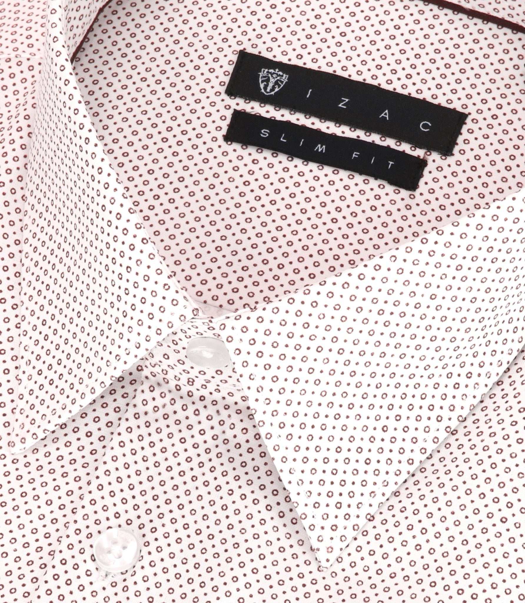 Chemise slim imprimée micro motifs blanche et bordeaux PERLE - Image 2