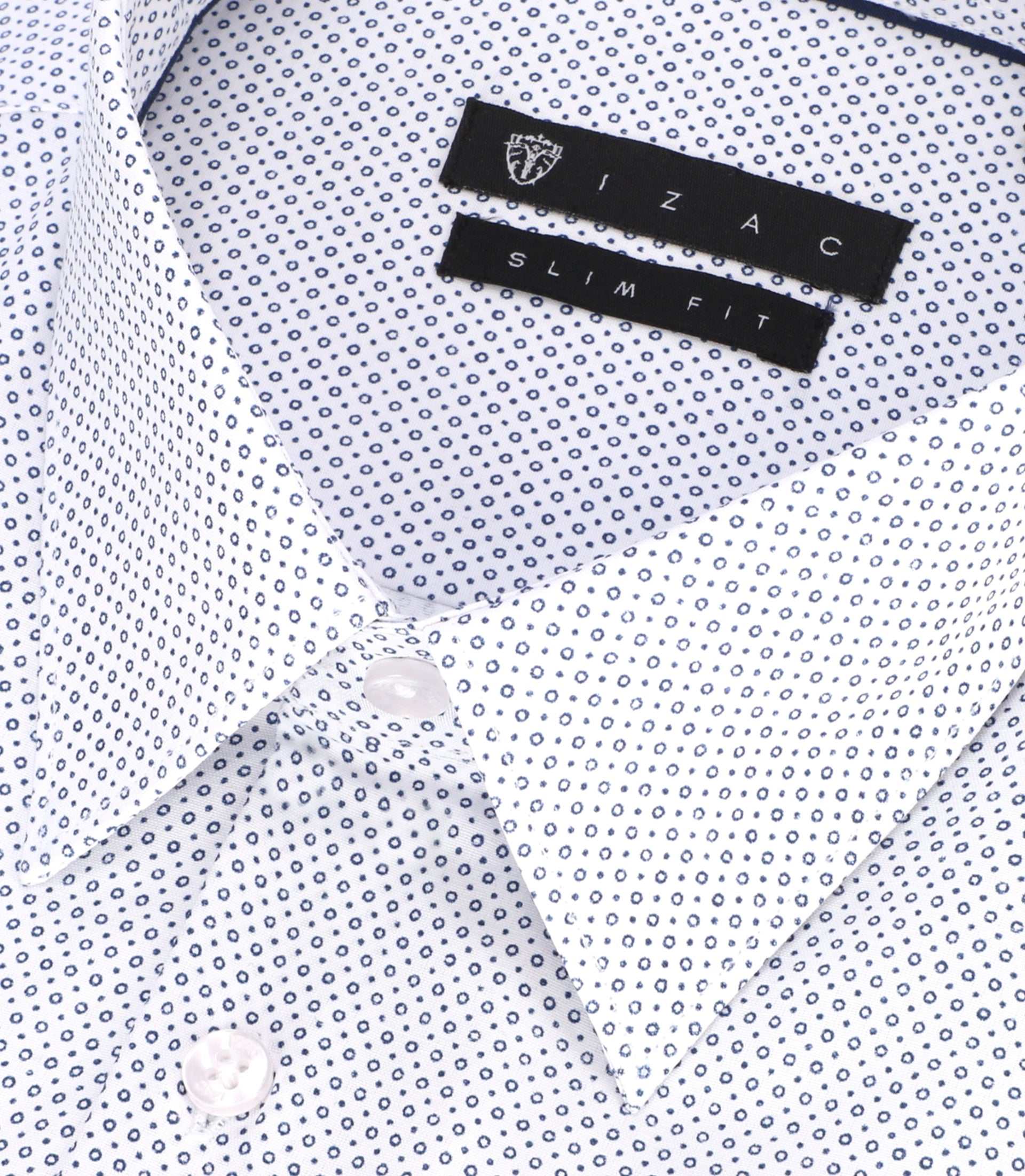 Chemise slim imprimée micro motifs blanc et marine PERLE - Image 2