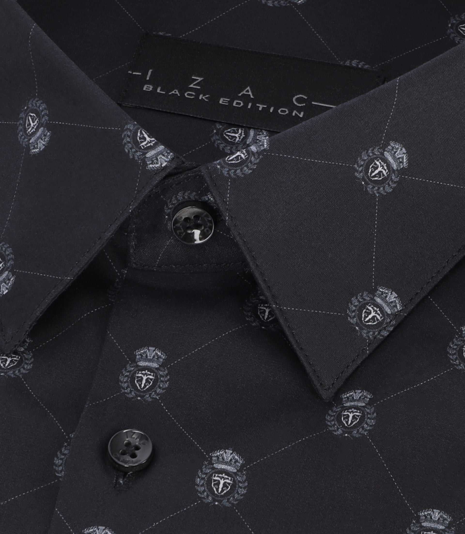 Chemise slim à imprimée logo noir PARTIN - Image 2