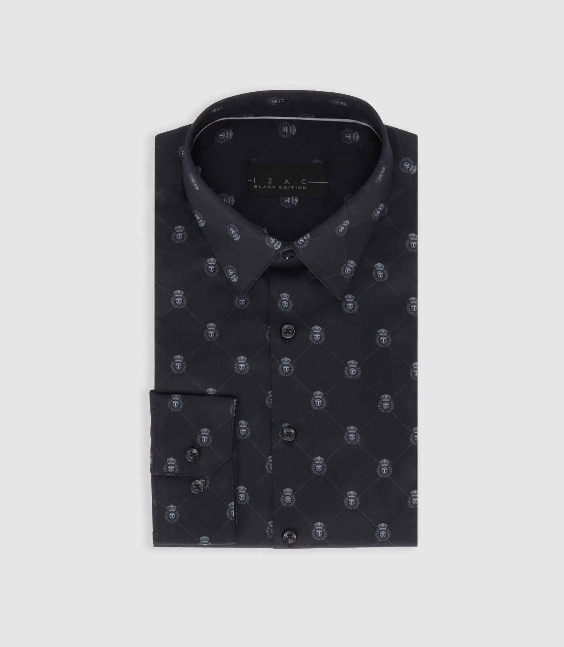 Chemise slim à imprimée logo noir PARTIN - Image 3