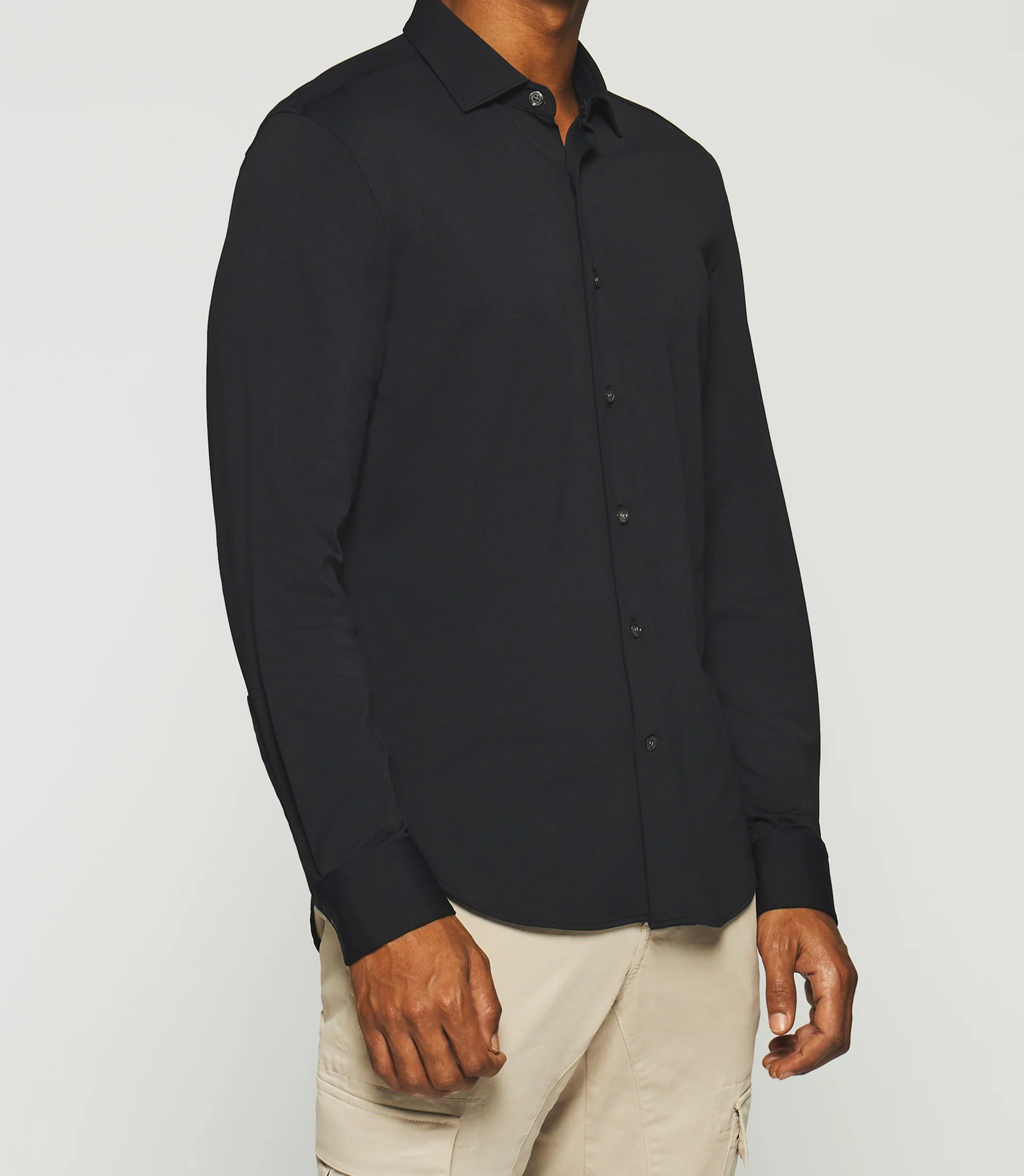 Chemise regular en maille piquée noire MELCHIOR - Image 2