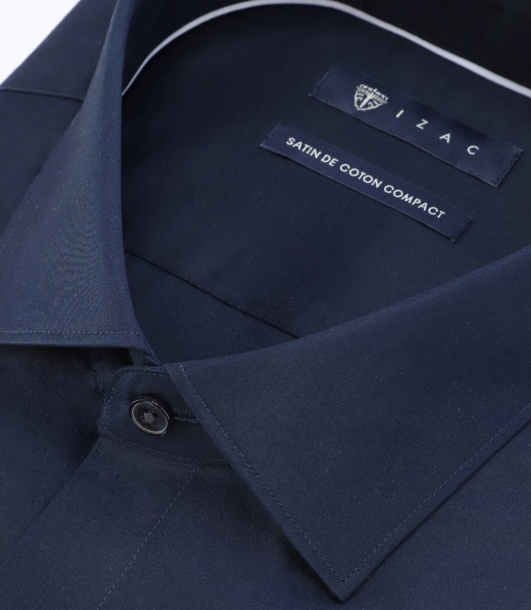 Chemise en satin de coton marine - Image 2