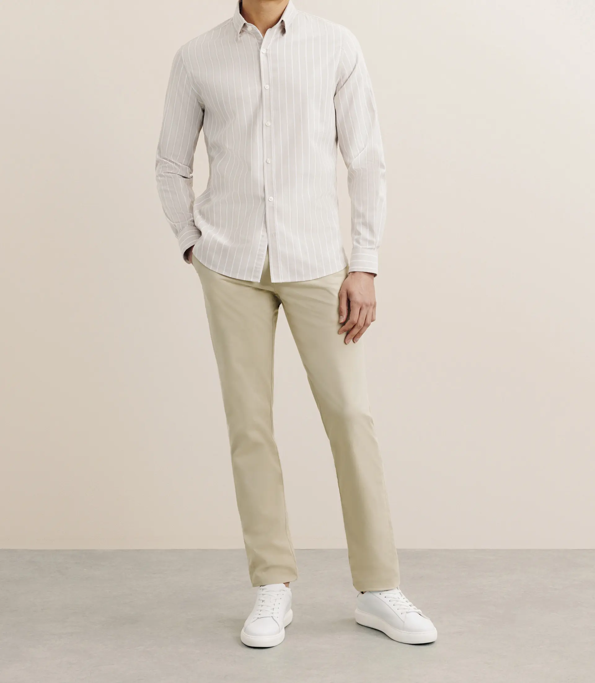 Chemise regular rayée beige - Image 3