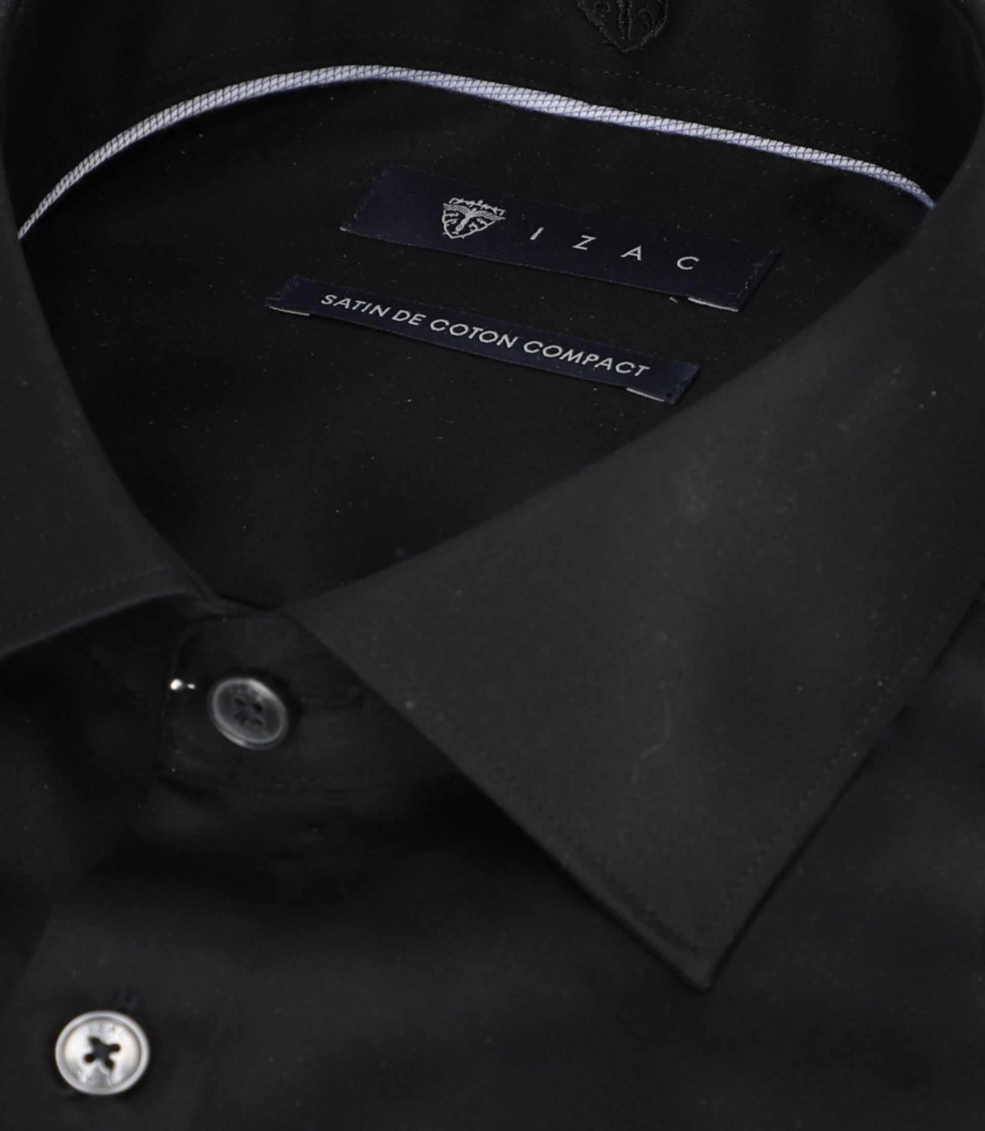 Chemise slim en satin de coton noir SATINSLIM - Image 2