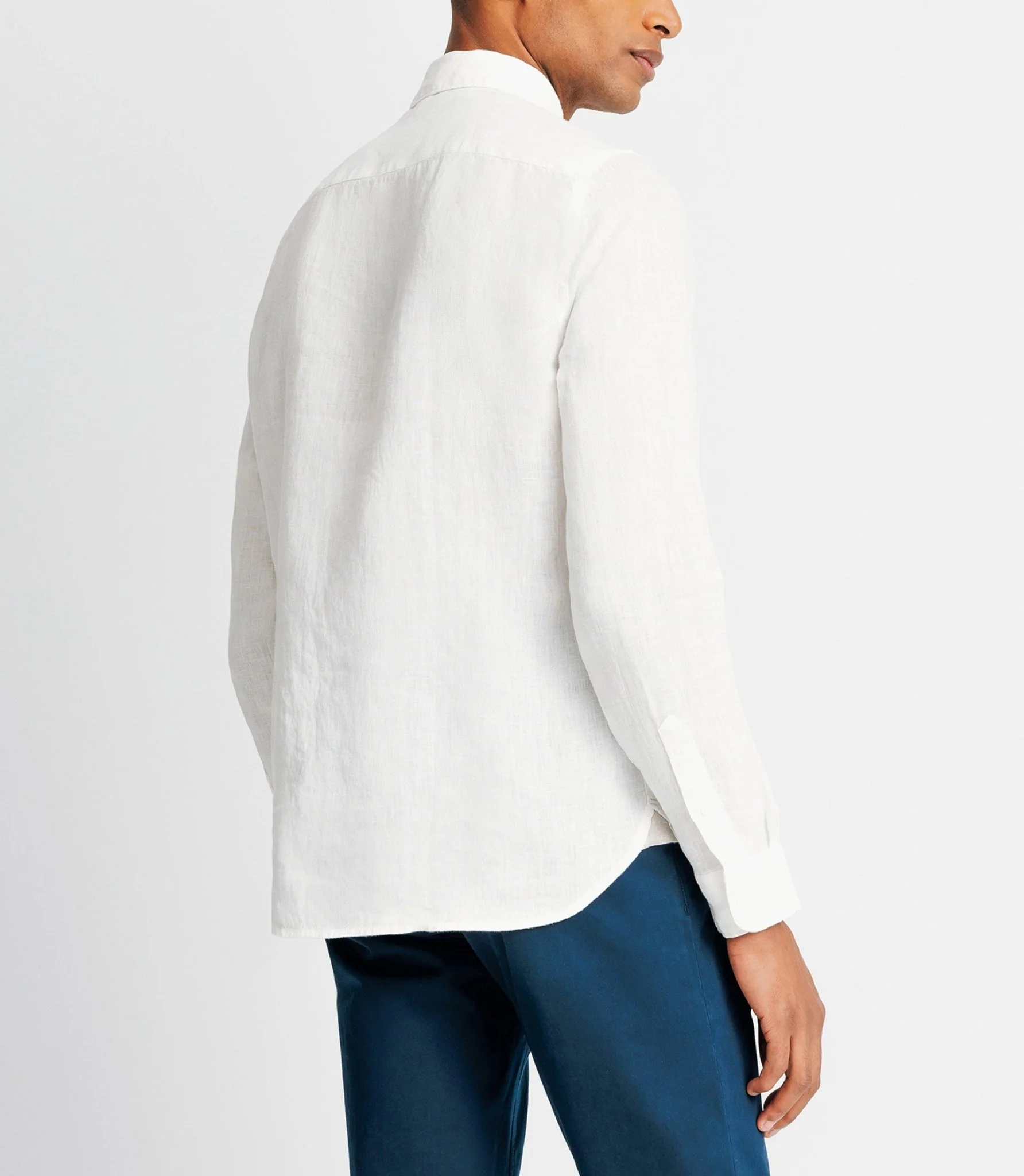 Chemise unie en coton lin blanche - Image 3