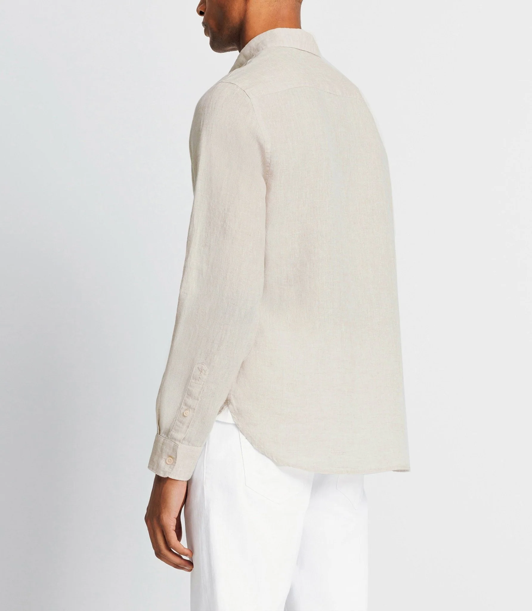 Chemise unie en coton lin écru - Image 3