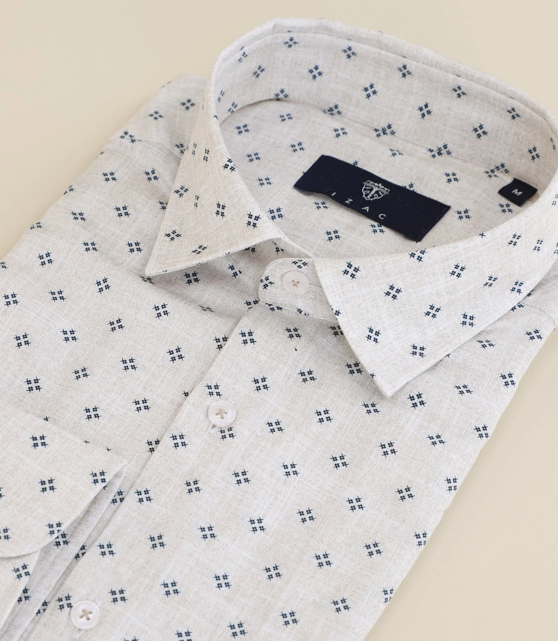 Chemise 100% coton col français beige - Image 2
