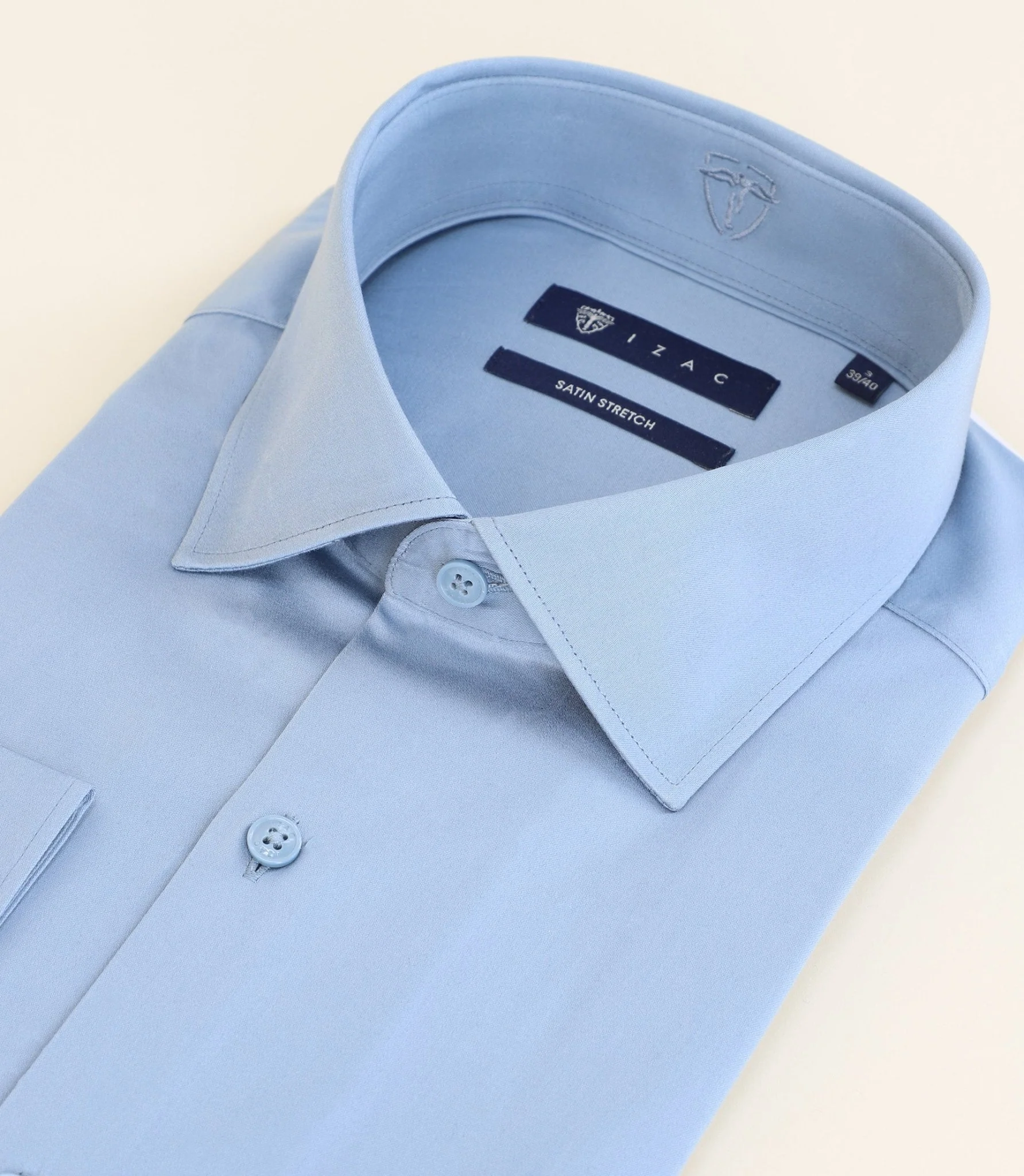 Chemise ville en satin de coton indigo - Image 2