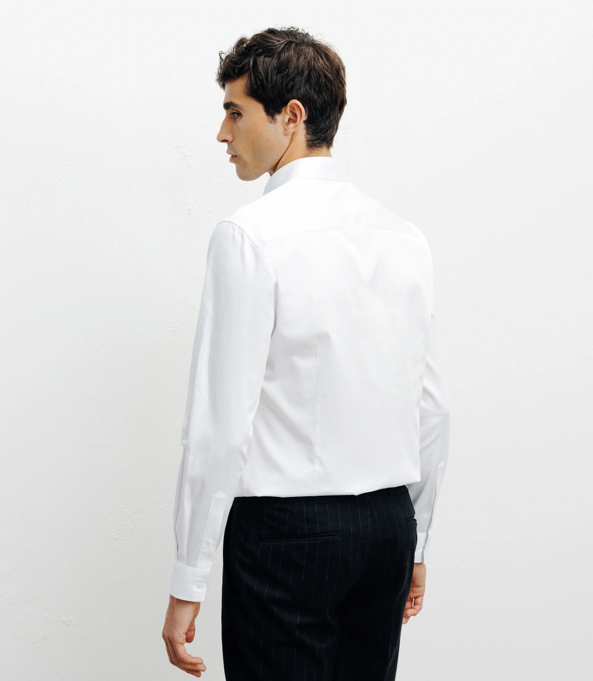 Chemise ville satin de coton blanc - Image 3