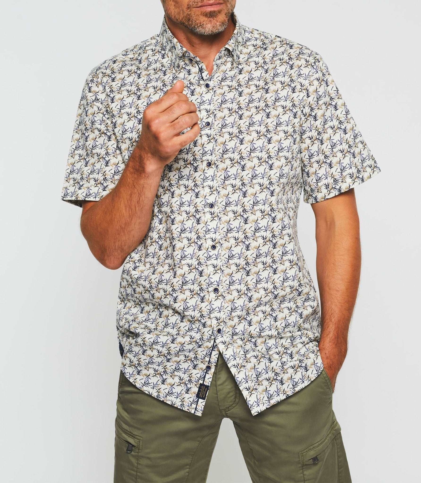 Chemise manches courtes blanche et bleue "Kerane" - Image 5