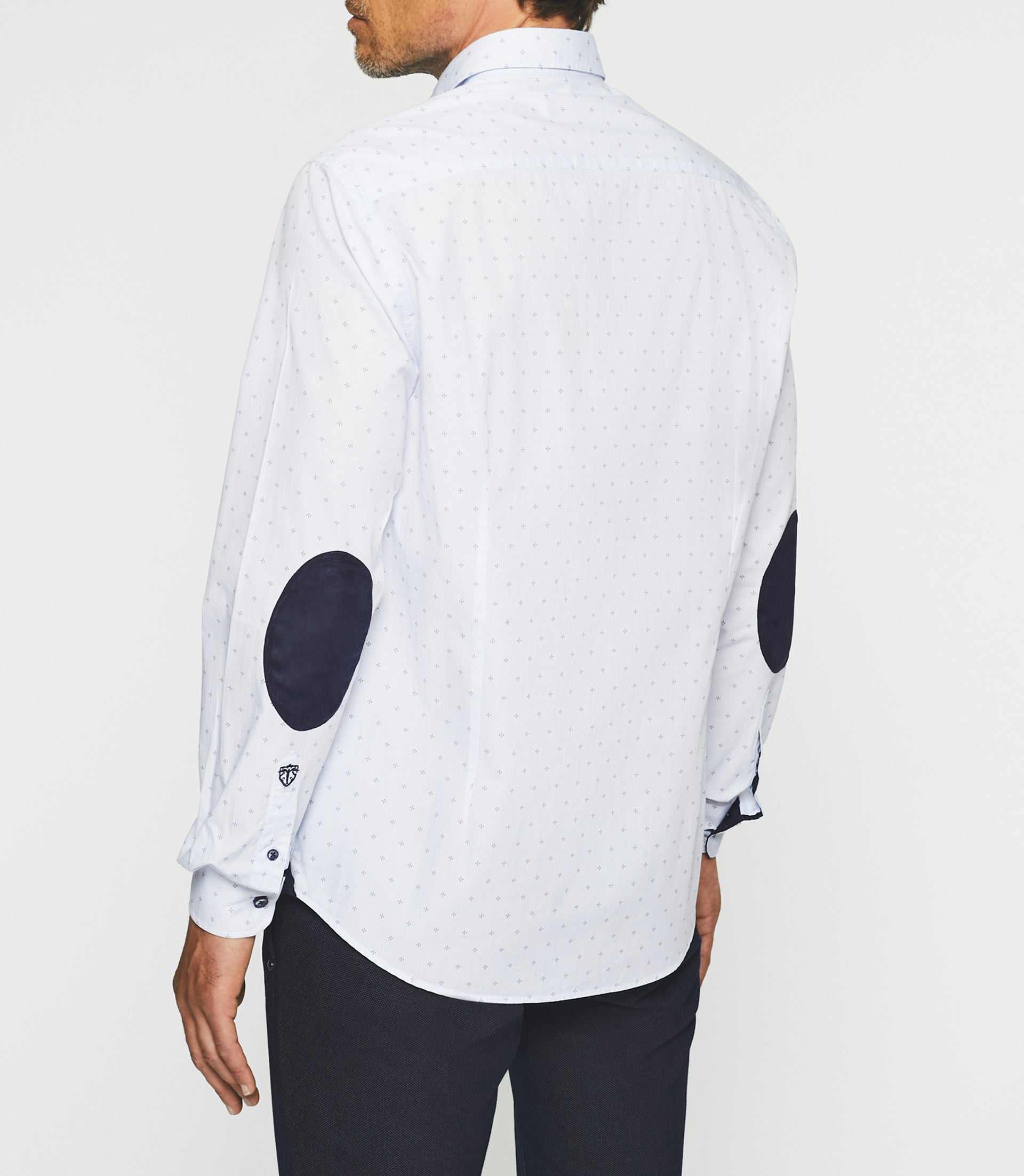 Chemise casual imprimé blanc et marine JULES - Image 5