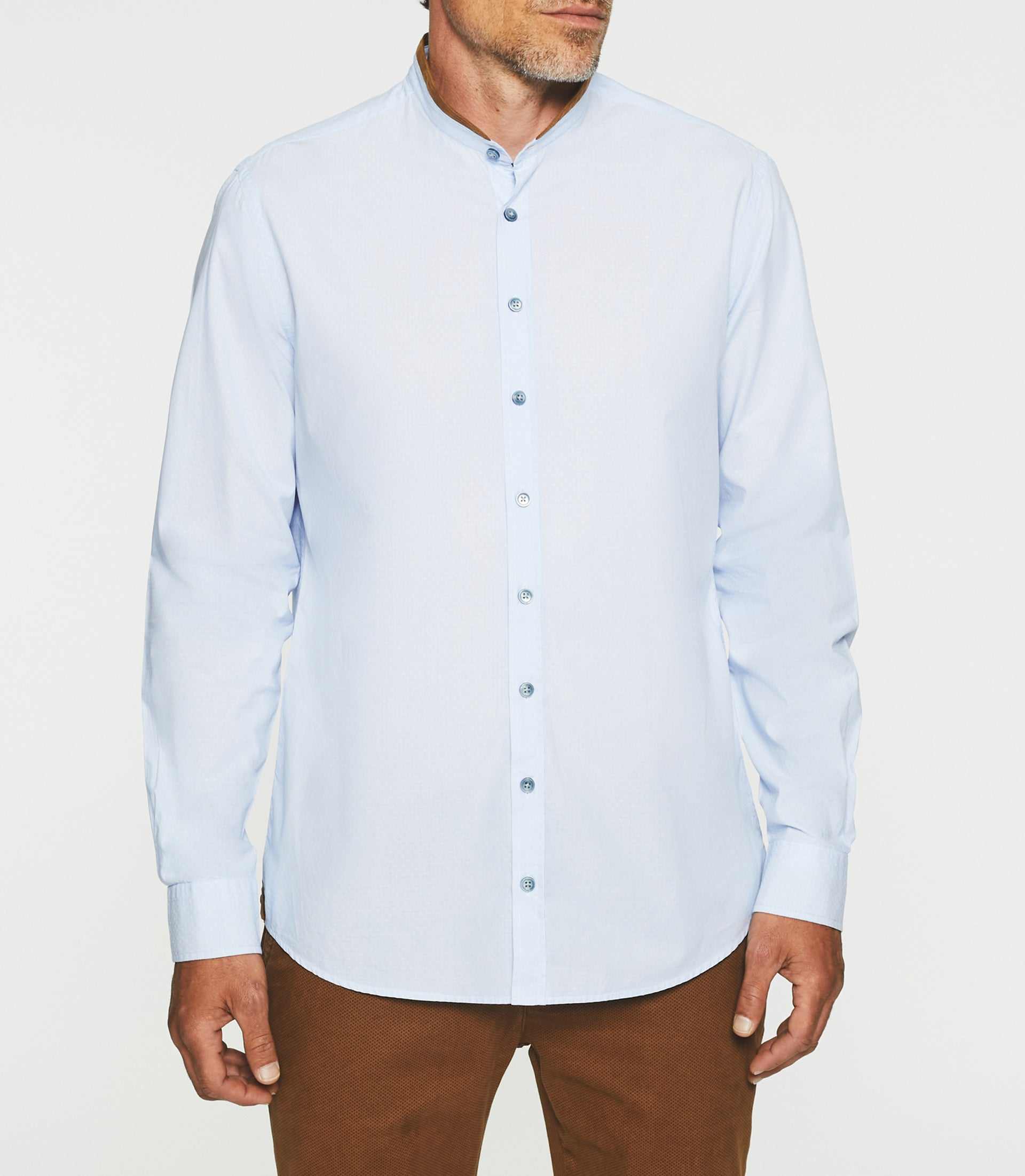 Chemise casual bleu ciel et marron JEWIS - Image 2