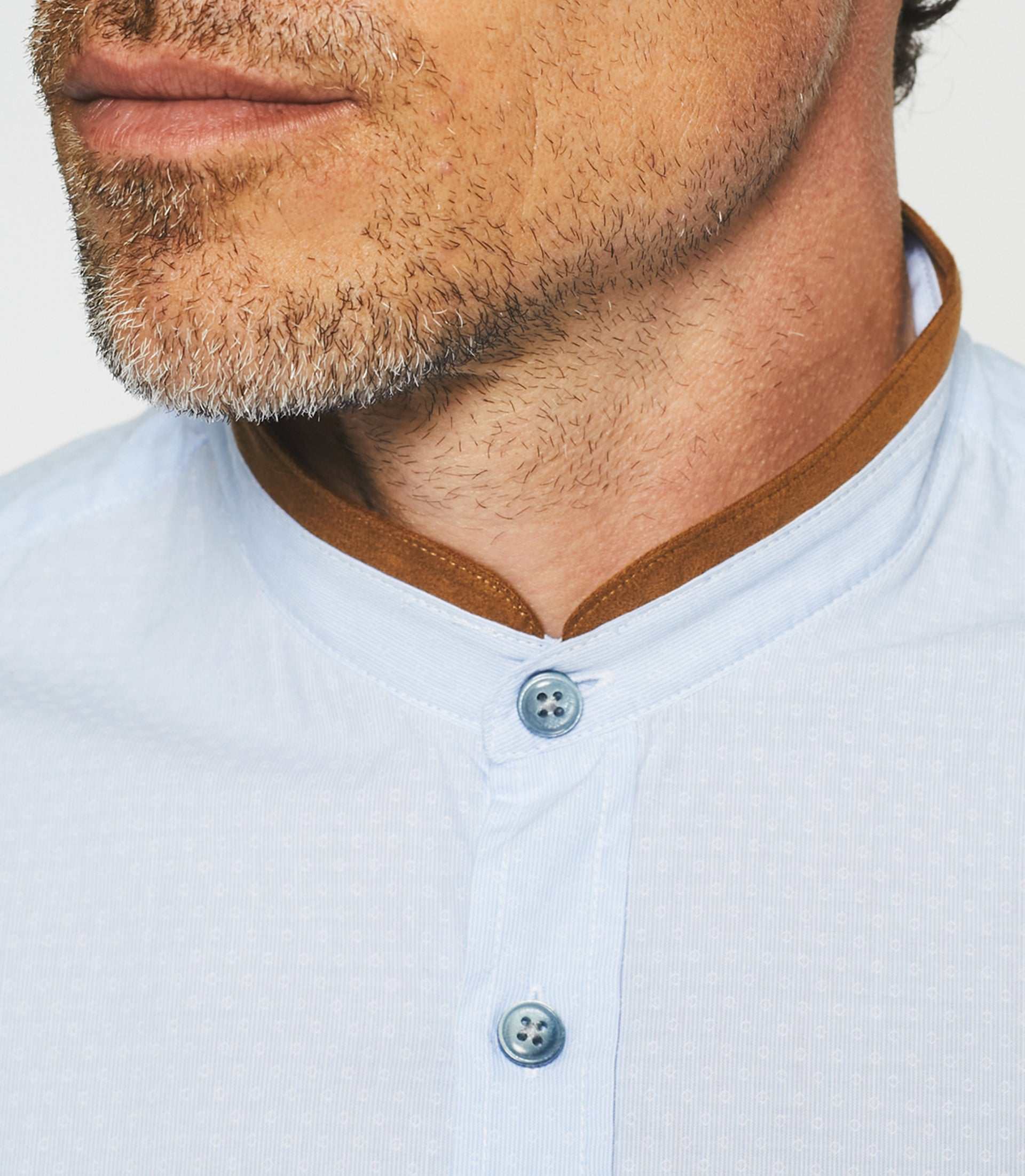 Chemise casual bleu ciel et marron JEWIS - Image 3